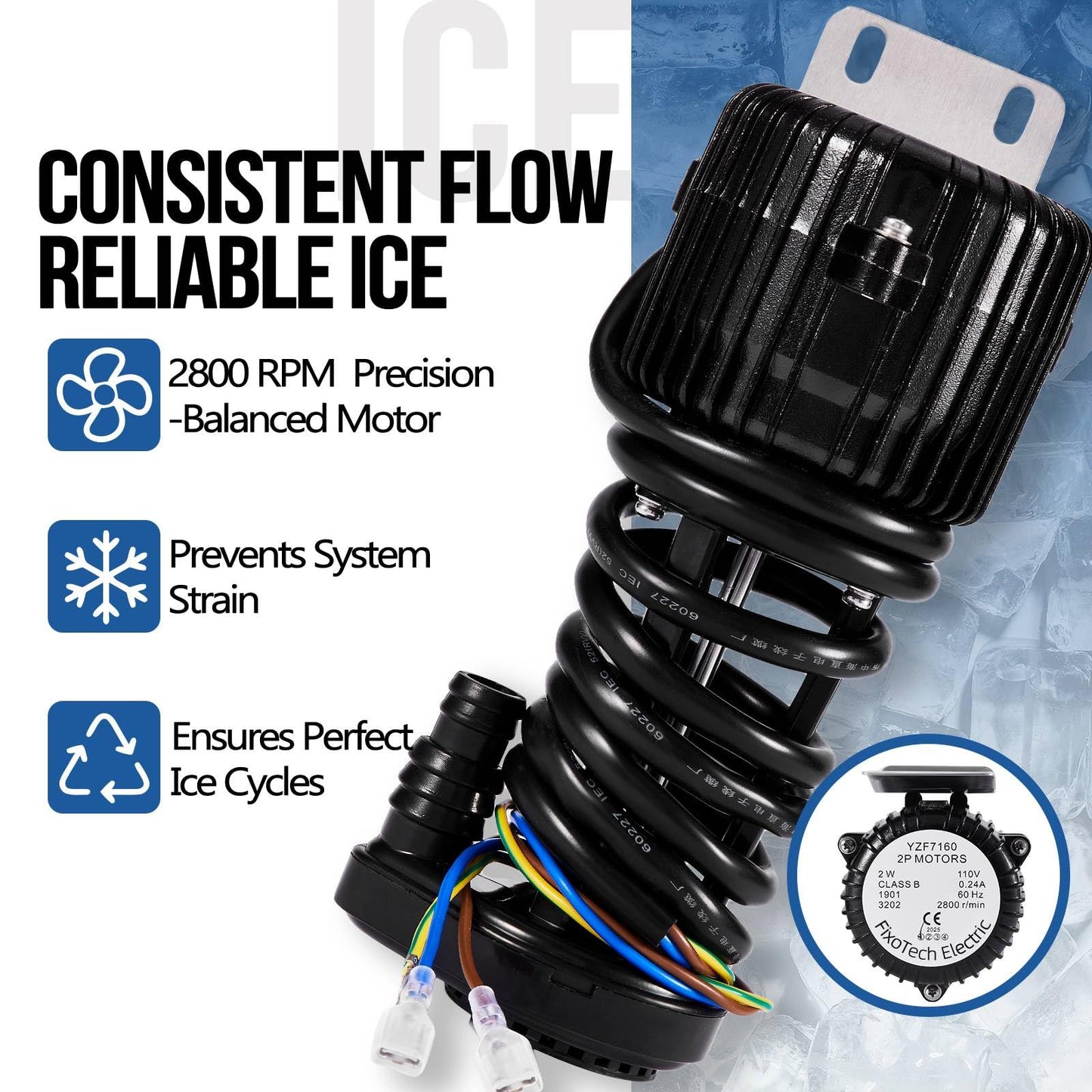 YSP2PJDVF1 Commercial Ice Maker Water Pump | Quiet 110V 2W Replacement Part Compatible with Vevor, Cotlin, Scotsman & Hoshizaki | Easy 3/8" NPT Install for Restaurant & Bar Ice Machine Repair