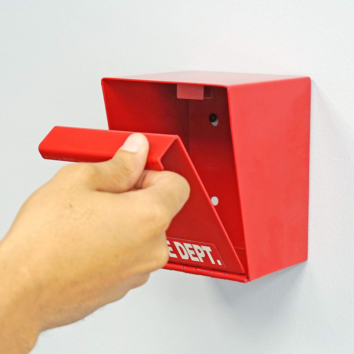 Fire Department Lock Box – Red Wall-Mounted Steel Emergency Key Box with 2 Keys, Fire Safe Access Box for Home, Office & First Responders, 4.5" x 4.55" x 5.65"