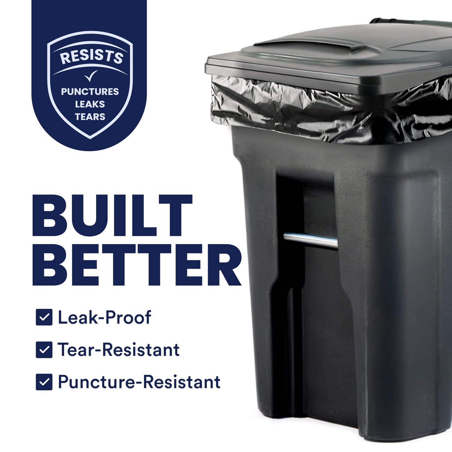 Plasticplace Black Trash Bags (50 Count) – Heavy Duty 64-65 Gallon Garbage Bags, Puncture Resistant, Large Trash Can Liners, Ideal for Toter Cans, Kitchen & Outdoor Use, 50" x 60" 1.5 Mil