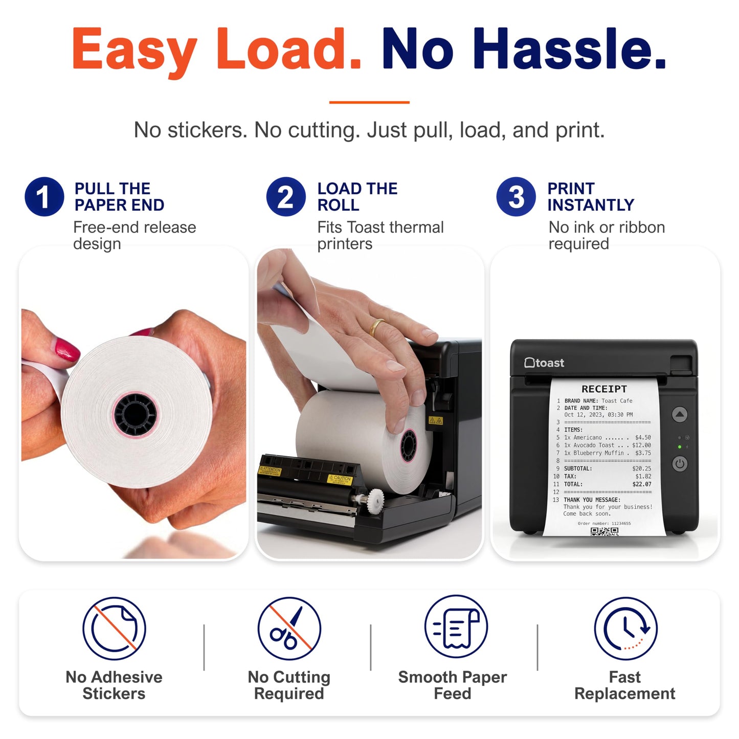 Vonlyst Thermal Printer Paper Roll for Toast TP200 Receipt Printer Point of Sale (12 rolls)
