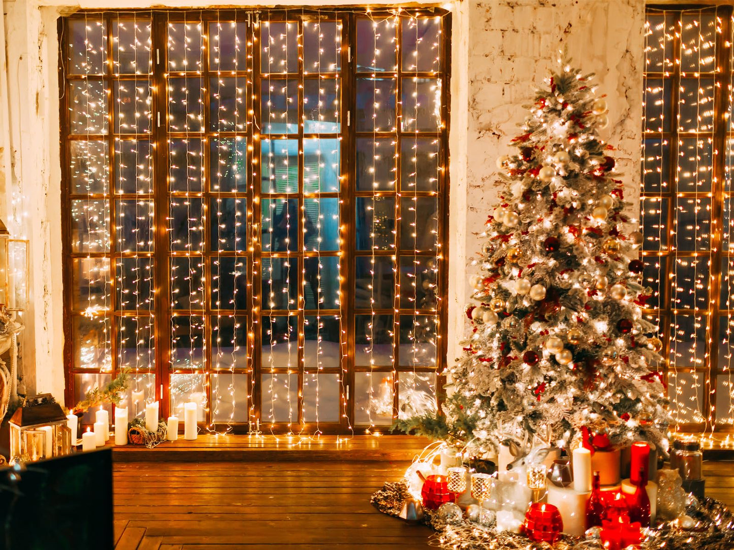 Solhice LED Curtain Lights Outdoor 50ft x10ft, 1000 LED Plug in Hanging String Lights Indoor Bedroom, Twinkle Light Backdrop for Outside Wedding Decor, Warm White (Not Connectable)
