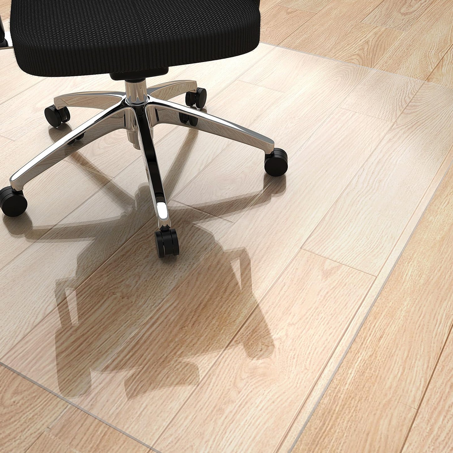 Yecaye Office Chair Mat for Hardwood Floor, Clear Computer Desk Chair Mat, PVC Heavy Duty Floor Protector for Rolling Chairs, 1.7mm Thick Chair Mat (Transparent, 48" x 55" x0.07'')