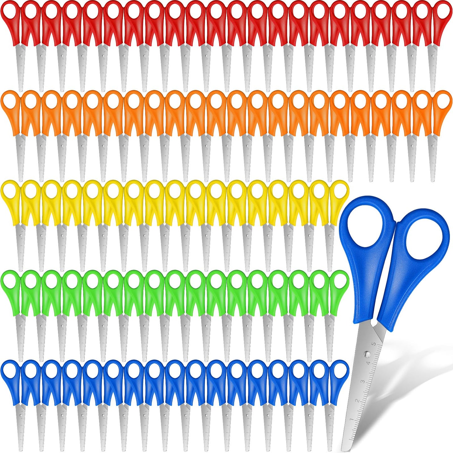 200 Pcs Kids Scissors Bulk - 5'' Student Safety Scissors, Stainless Steel, Blunt Tip, For School, Office & Craft Projects