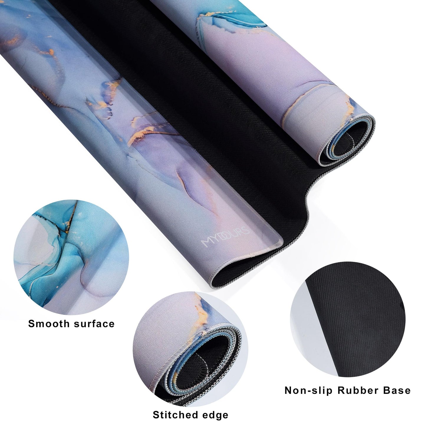 Mydours 48" x 24" Large Gaming Mouse Pad, Extended Desk Pad for Keyboard and Mouse with Non-Slip Rubber Base, Stitched Edges Computer Mouse Mat, Office Desk Mat Mousepad for Desktop & Laptop, Marble