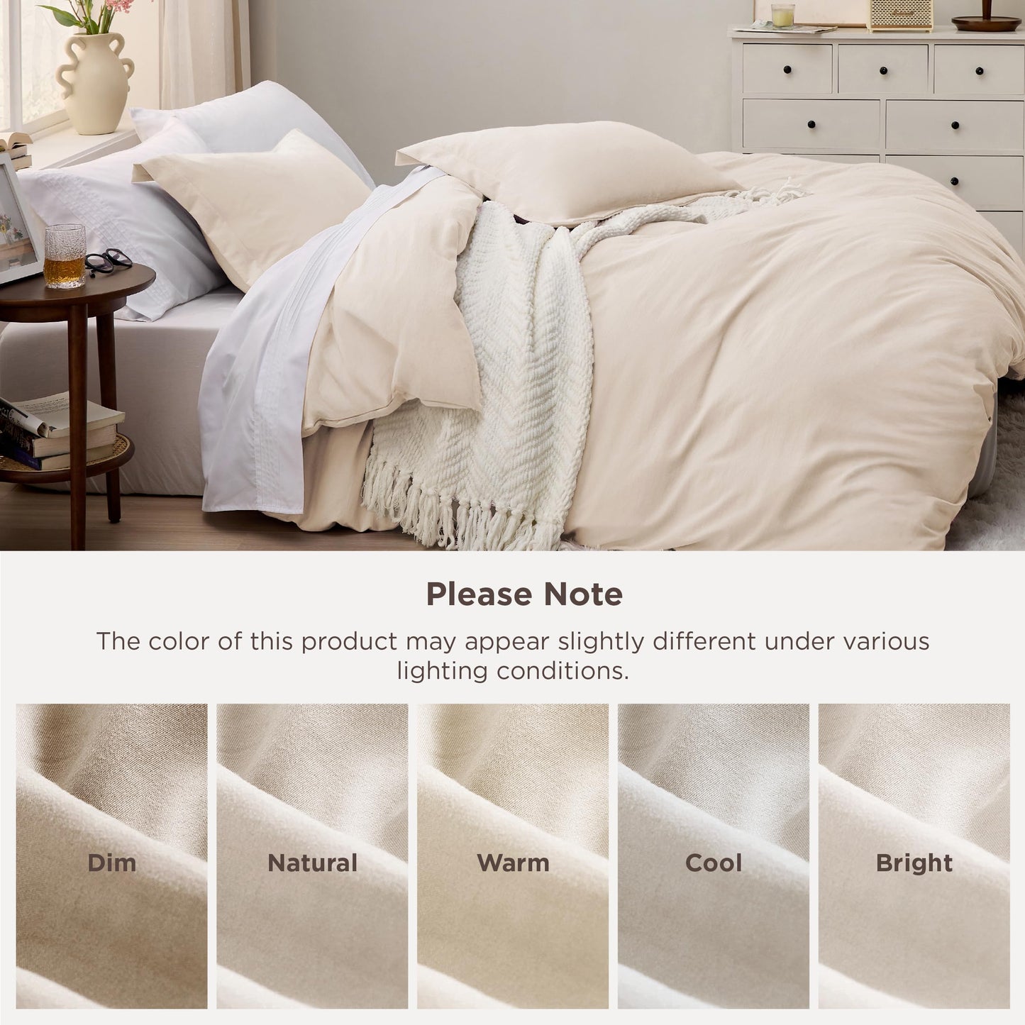 Bedsure Cream Duvet Cover King Size - 3 Pieces Prewashed Cotton-Like Polyester Extra Soft Bedding Set, Includes 1 Duvet Cover 104x90 Inches with Zipper Closure & 2 Pillow Shams, No Comforter