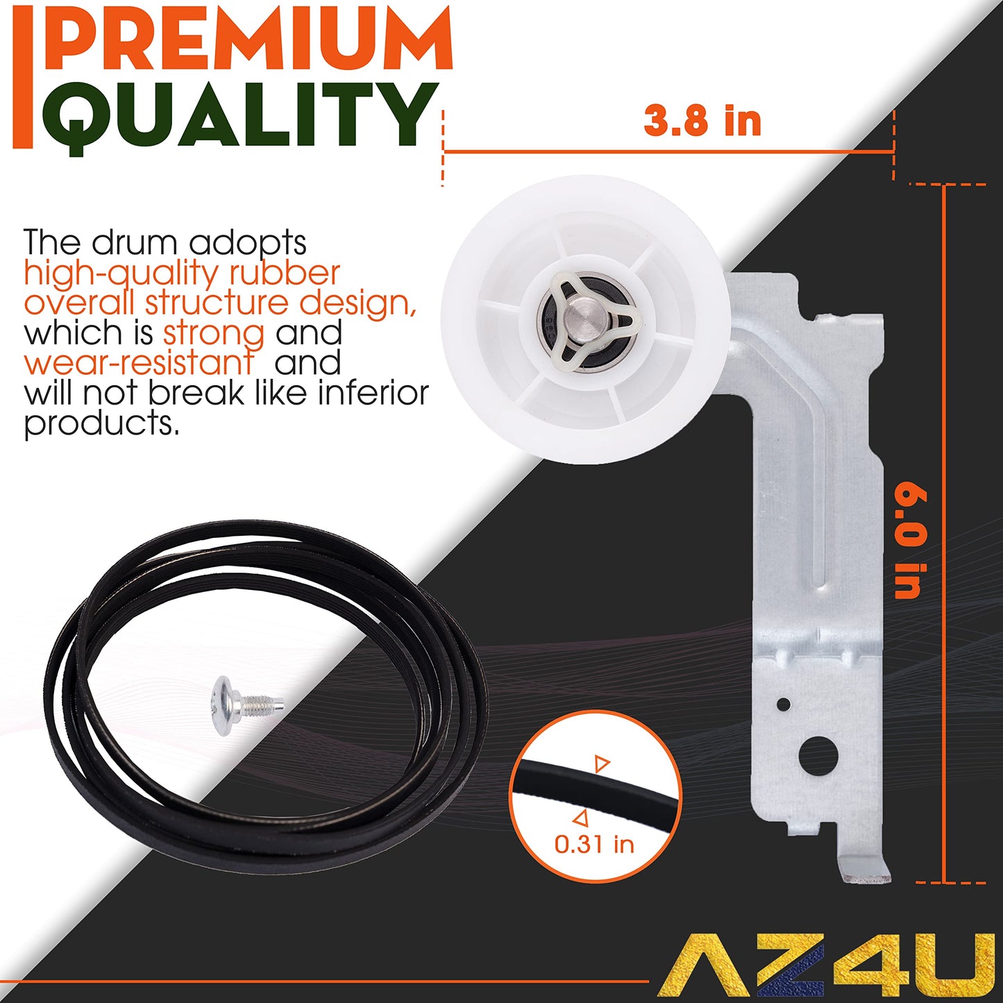 AZ4U Dryer Repair Kit Rollers Belt Pulley Replace for Samsung DV219AEW/XAA DV220AEW/XAA DV48J7700EW/A2 DV48H7400EW/A2 DV42h5200EW/A3 DV42H5000EW/A3 DV42H5200EP/A3 DV42H5200EF/A3 DV42H5000GW/A3