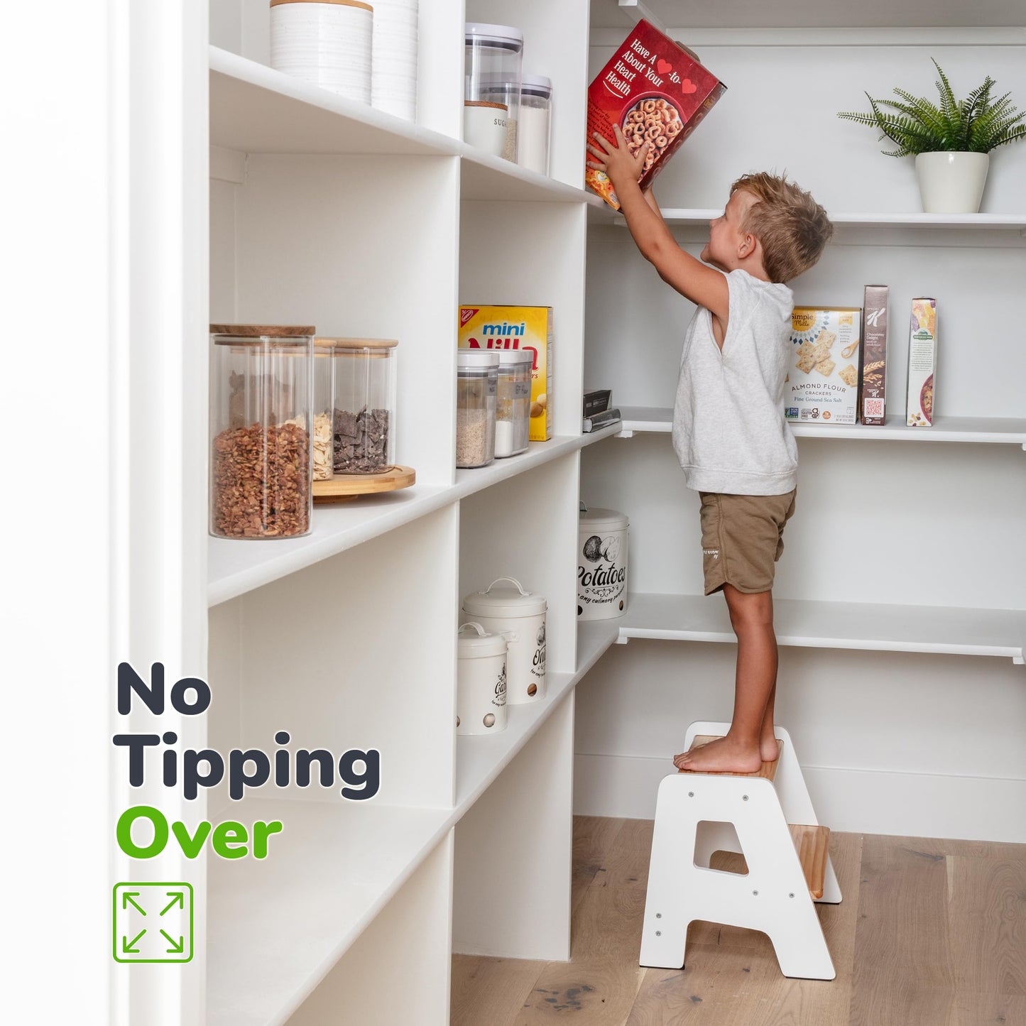 OCODILE 2-Step Wooden Step Stool for Toddlers | Kids Stool for Bathroom Sink & Kitchen Use | Non-Slip Step | Wooden Stool for Children Ages 2+ Years White