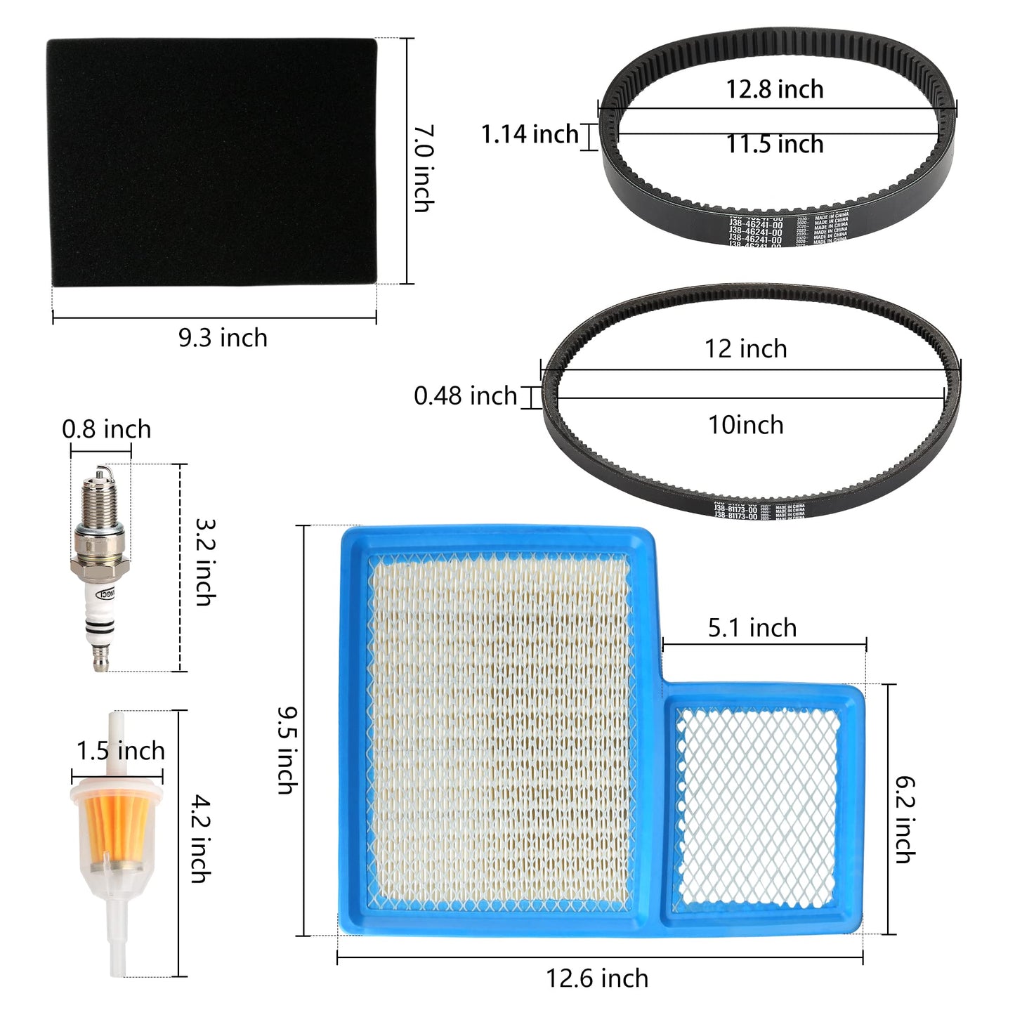 10L0L Golf Cart Tune Up Kit with Starter Generator Belt & Drive Belt for Yamaha 1996-up G16 G19 G22 & 2012-up G29 Gas Model W/ 4 Cycle 301cc 357cc Engine Air Filter Pre Fuel Filter Spark Plug