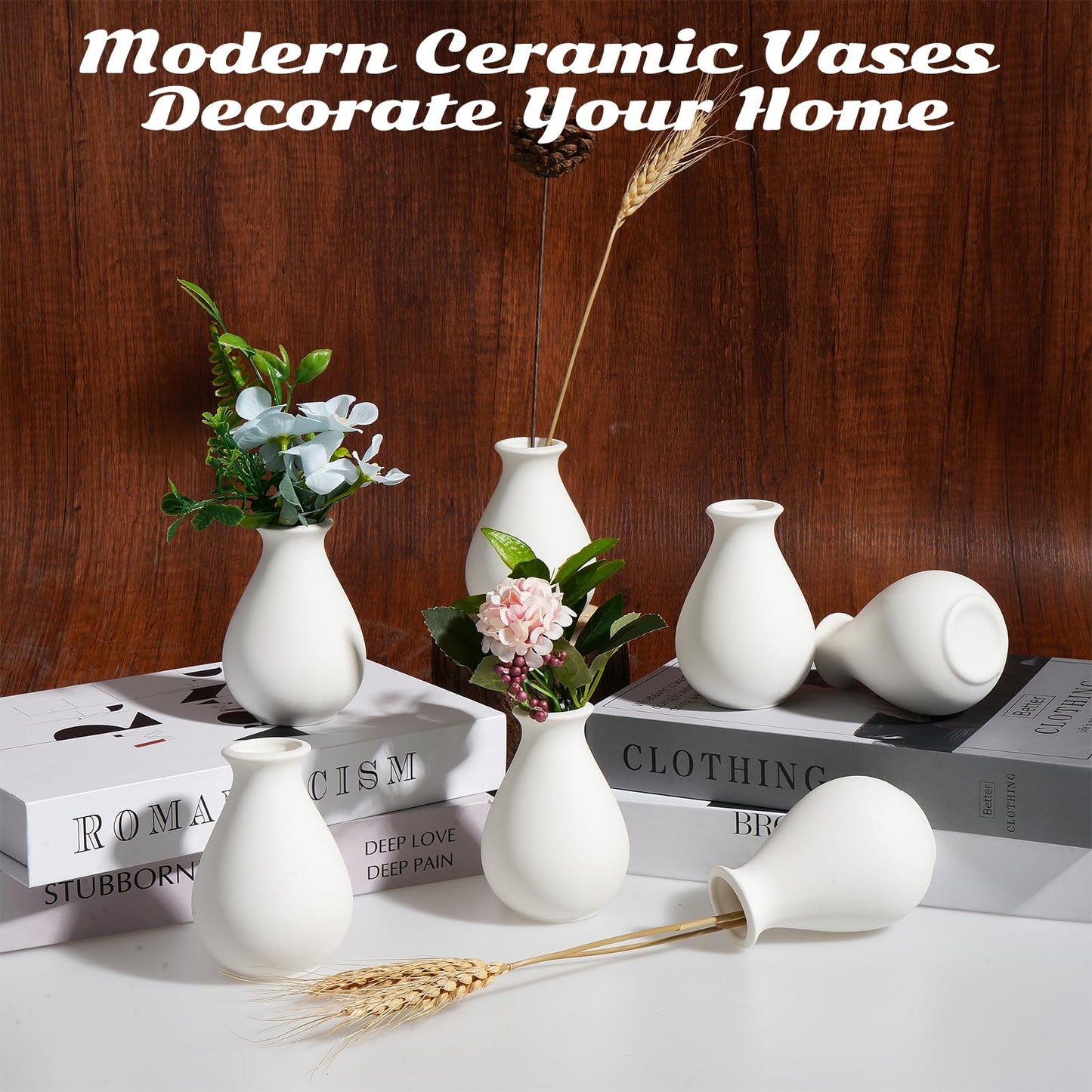15 Pack White Ceramic Bud Vases Bulk, 3.9 Inch Premium Boho Small Flower Vases White Ceramic Vases for Centerpieces for Pampas Garss Dry Flowers Home Wedding Table Decor