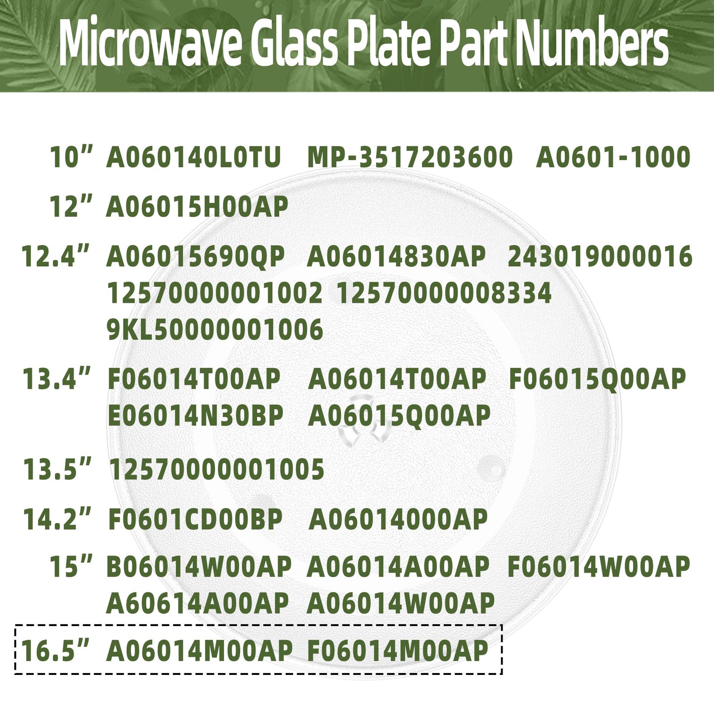 Gemroom 16.5" Microwave Turntable Plate for Panasonic Microwave Compatible with Part # A06014M00AP F06014M00AP 16 1/2 inch Panasonic Microwave Glass Plate