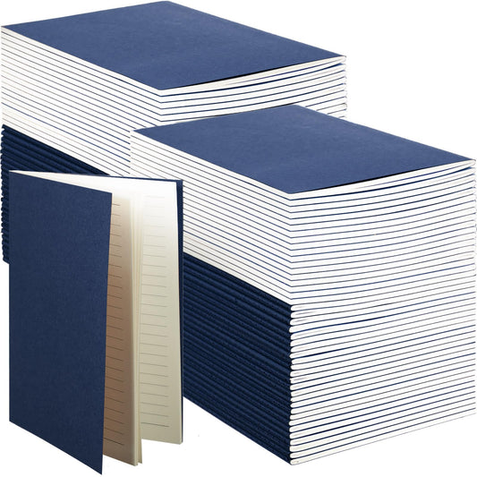 Sepamoon 150 Pack Kraft Notebook Journals 5.82 Inch x 4.13 Inch A6 Softcover Notebooks Bulk for Kids Student Writing Sketch Travel Journal Office Notepad with 48 Page 24 Sheet(Blue,Lined)