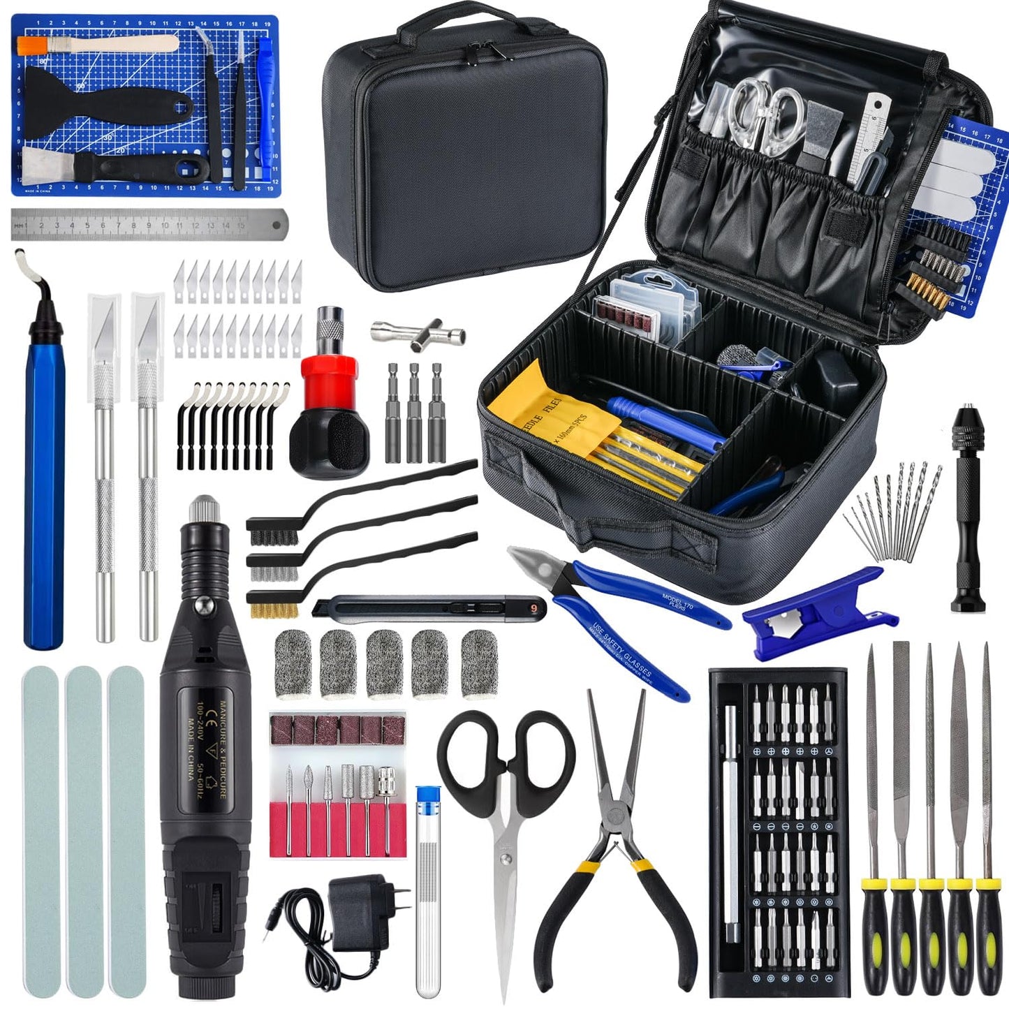 124Pcs 3D Printing Accessory Tools with Tool Bag for 3D Printer Modeler Basic Tools Diverse 3D Print Nozzle Cleaning Kit Mini Rotary Tool 3D Printer Tools for Remove/Trim and Finish 3D Print