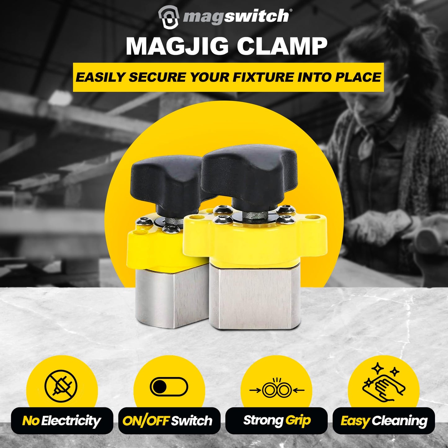 Magswitch MagJig 150 Magnetic Woodworking and Welding Base Clamp Holder for Wood Working Supplies, Accessories, Tools and Equipment, Magnet Switch with On/Off Capabilities, 150 lb Holding Force