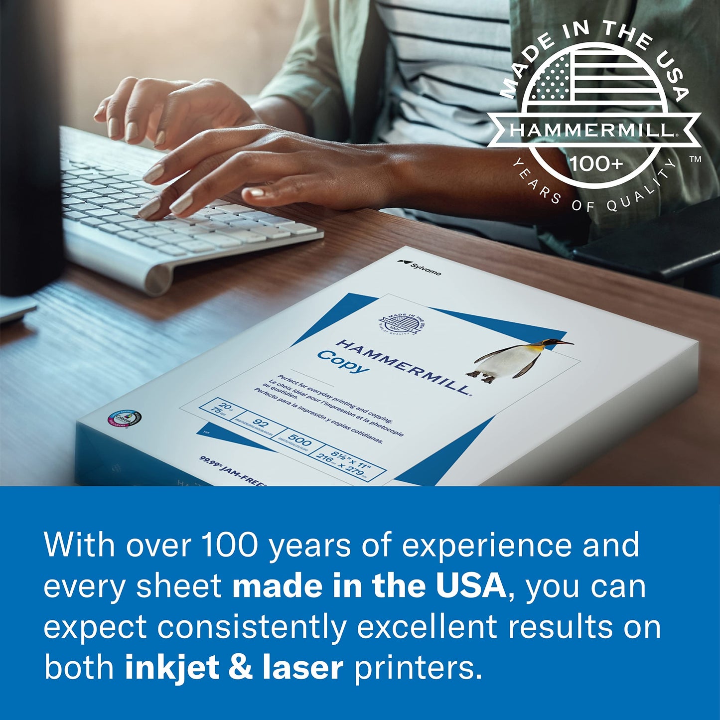 Hammermill Colored Paper, 20 lb Blue Printer Paper, 8.5 x 11-3 Ream (1,500 Sheets) - Made in the USA, Pastel Paper