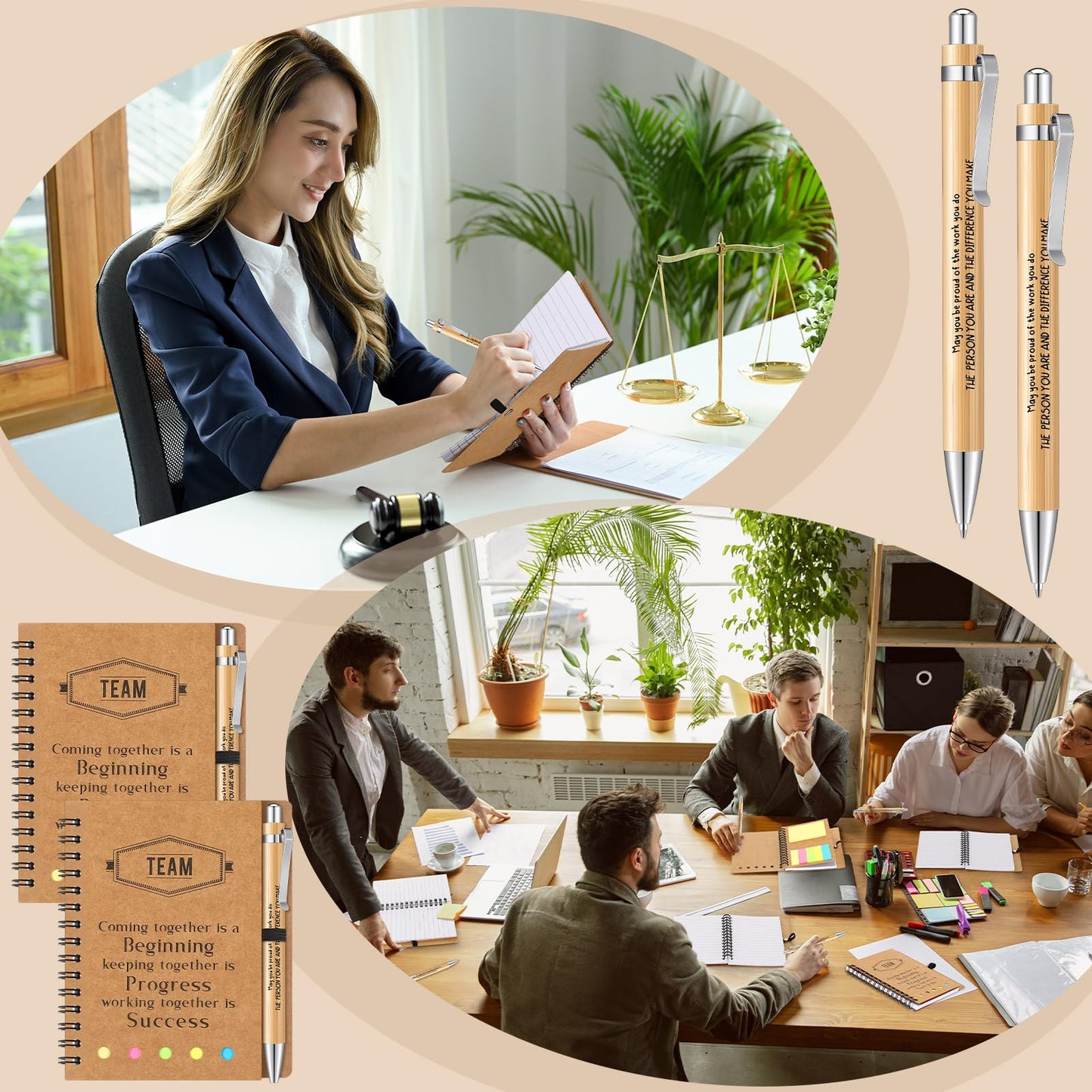 36 Sets Inspirational Spiral Notebook Set - Motivational Pocket Journals with Bamboo Pens - Team Appreciation Gifts for Employees and Coworkers - Bulk Thank You Notepads for Gratitude Encouragement