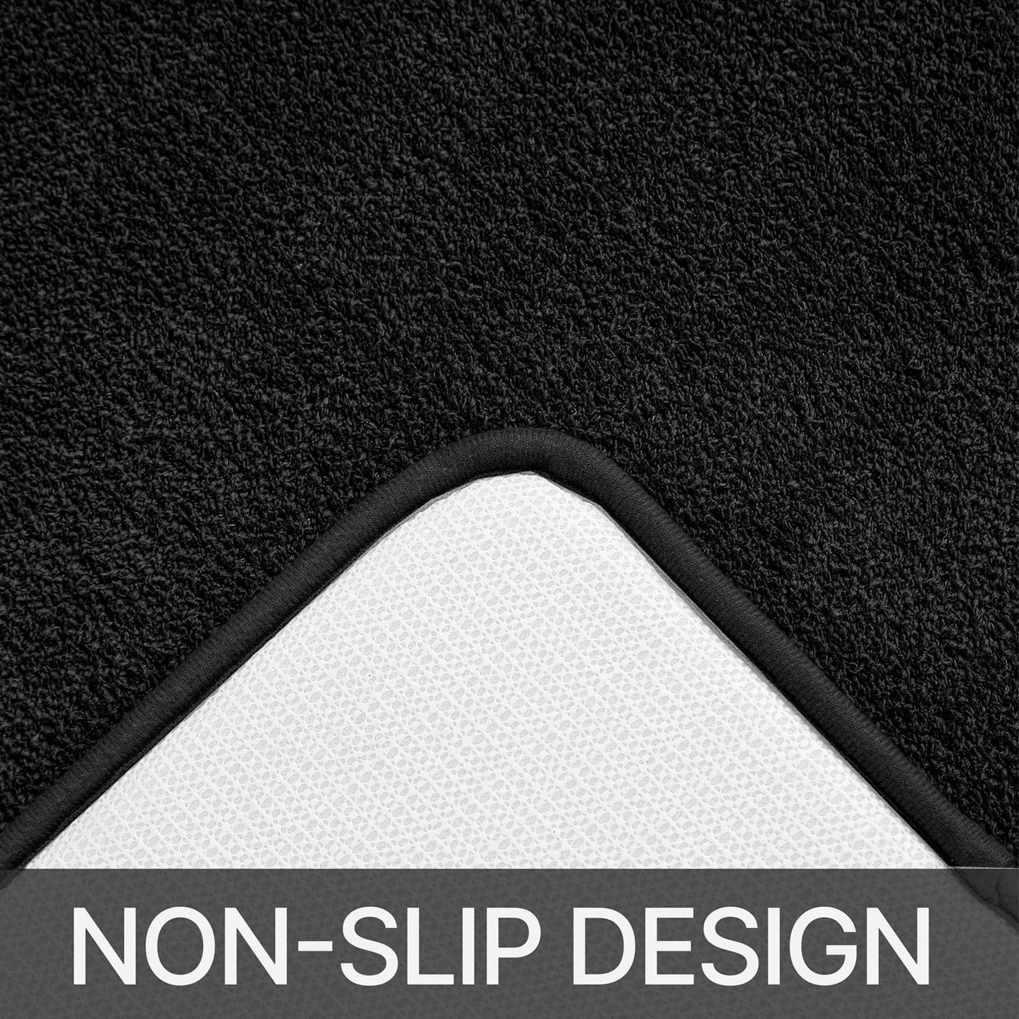 HOMEIDEAS Upgraded Bathroom Rugs Set 3 Piece, Extra Thick Absorbent Soft Memory Foam, Washable Toilet Bath Mat (Black,17"x24"+20"x32"+U Shape 20"x24")