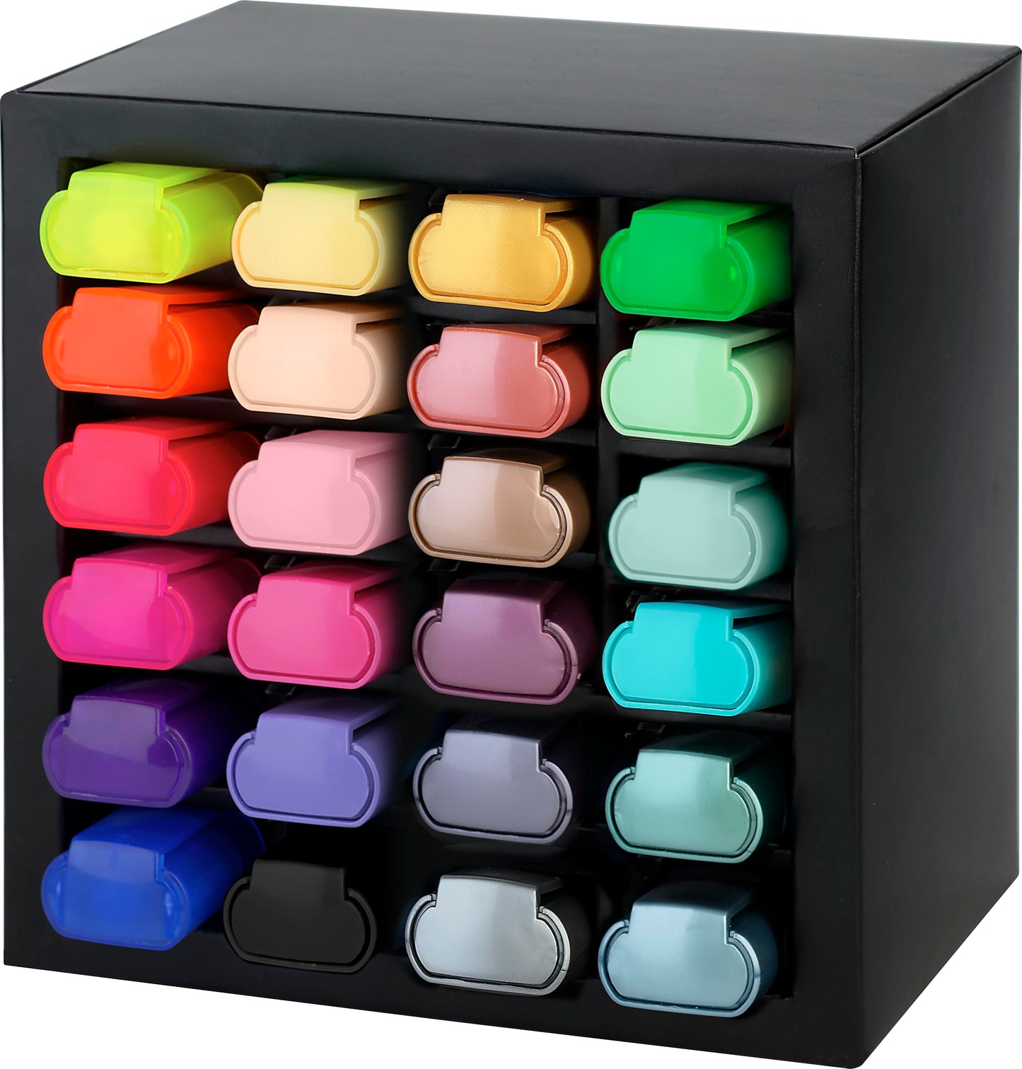 Faber-Castell Highlighter Desk Set - Assortment of 24 Chisel Tip Markers, Metallic, Neon, and Pastel Set - Thin No Bleed Highlighters, Stationery and Bullet Journal Supplies, Gifts for Artists