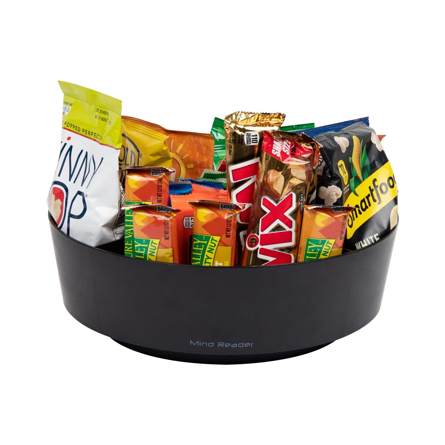 Mind Reader Snack Carousel, Countertop Organizer, Snack Tray, Condiment Holder, Breakroom, Kitchen, Black