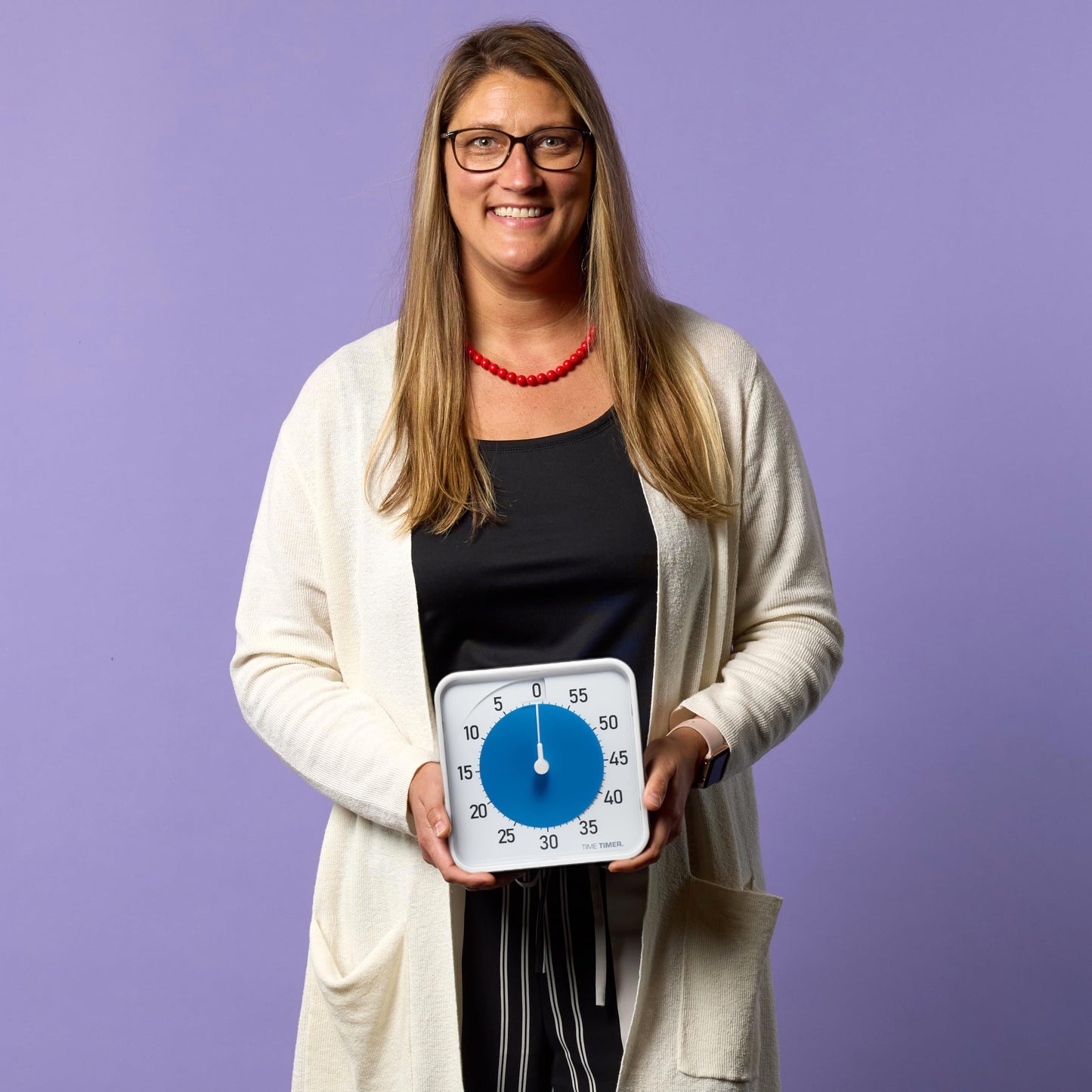 Time Timer Original 8" Visual Countdown Timer – Medium 60-Minute Silent Classroom Visual Timer for SEL, Emotional Regulation, Focus, Calm Transitions, ADHD, Autism – (Blue & White)