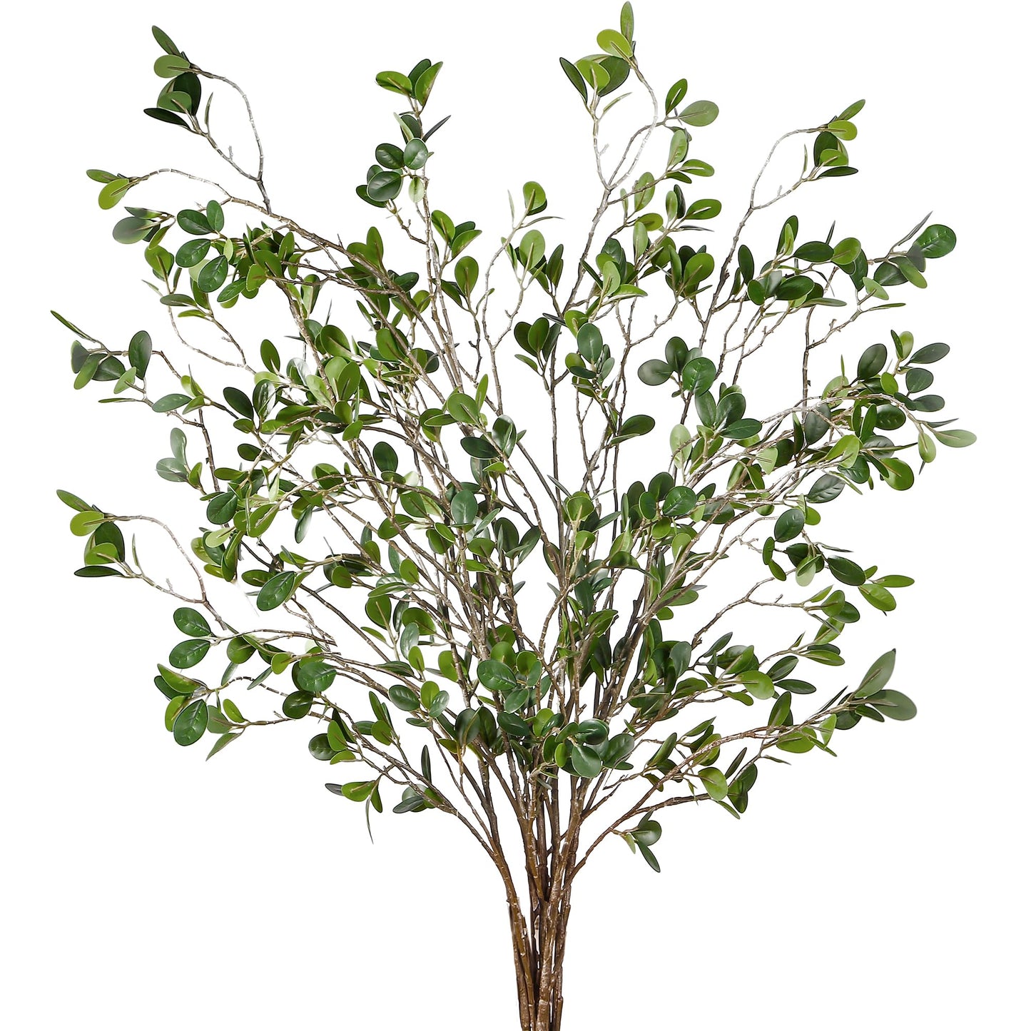 Sggvecsy 43’’ 6Pcs Artificial Ficus Branches Faux Leaf Spray Green Eucalyptus Branches Artificial Greenery Stems Fake Ficus Twig Plants for Home Office Wedding Vase Filler Shop Decoration