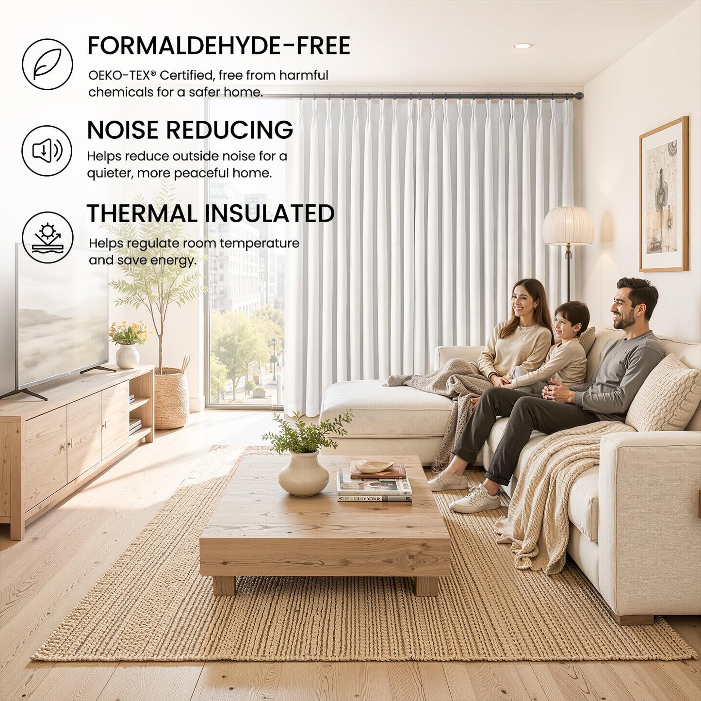 Topfinel 96 Inch Long Pinch Pleated Blackout Curtains for Bedroom Livingroom, Natural Beige Linen Blend 100% Blackout Sliding Door Curtains, Cozy Modern Privacy Protection Curtains,40" W*96" L