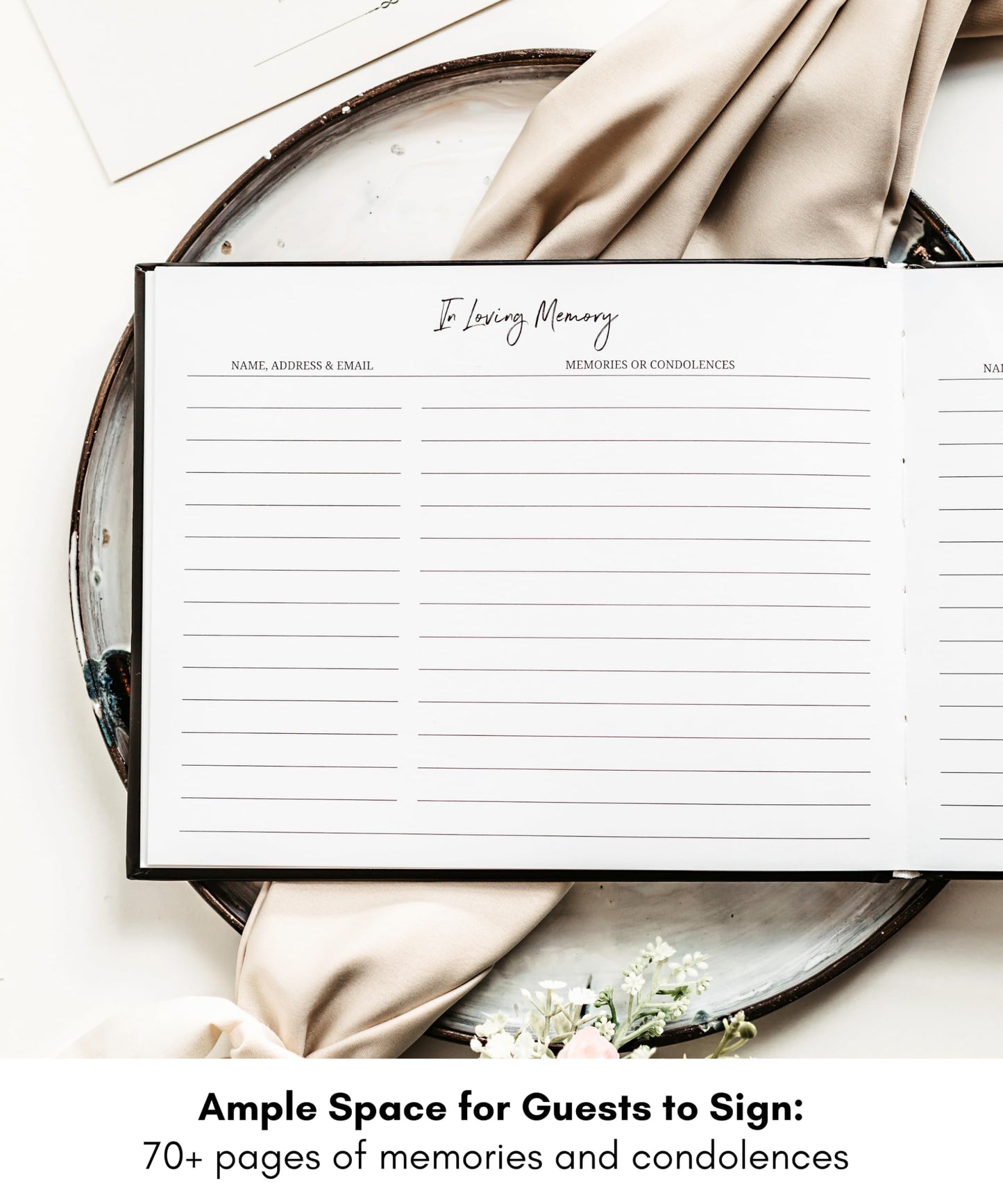 Lamare Funeral Guest Book for Memorial Service – Elegant Celebration of Life Guest Book and in Loving Memory Guest Book - Condolences Book for Funeral