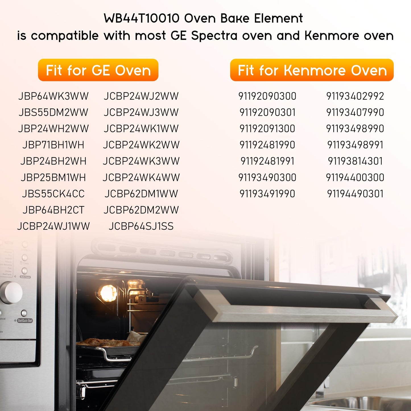 WB44T10010 Oven Element Replacement fit for GE-Spectra,Oven Element fit for KEN.MORE 911 Oven Bottom Heating Element,164D3871P001 JBS55WK2WW JBP67BH1WH JBP64WB4WW JBP64BH2WH JBP62DM2BB prime&swift