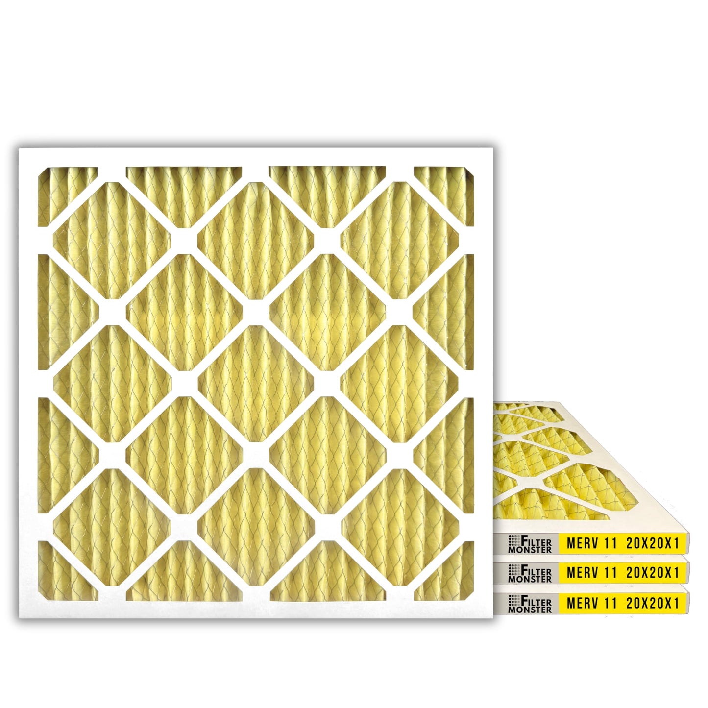 Filter-Monster 20x20x1 Enhanced Defense MERV 11 Pleated HVAC Air Conditioner Furnace Replacement Air Filter, 4-Pack (Actual Filter Dimensions 19.5 x 19.5 x .75 inches)