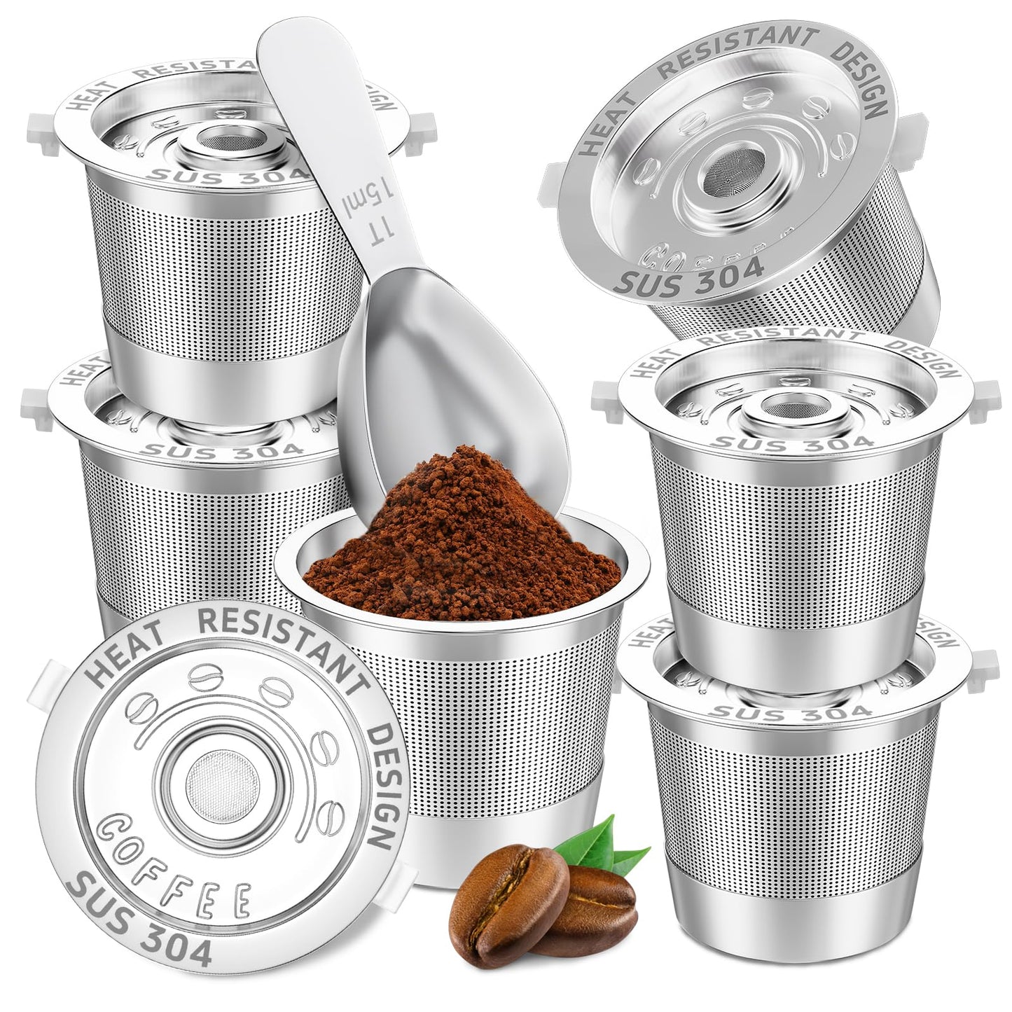 6 Pack Reusable K Cups Coffee Pods for Keurig 1.0: Stainless Steel Reusable Coffee Pods for Keurig Coffee Pods Reusable, BPA-Free, SUS 304‌, Scoop, Heat Resistant Handles