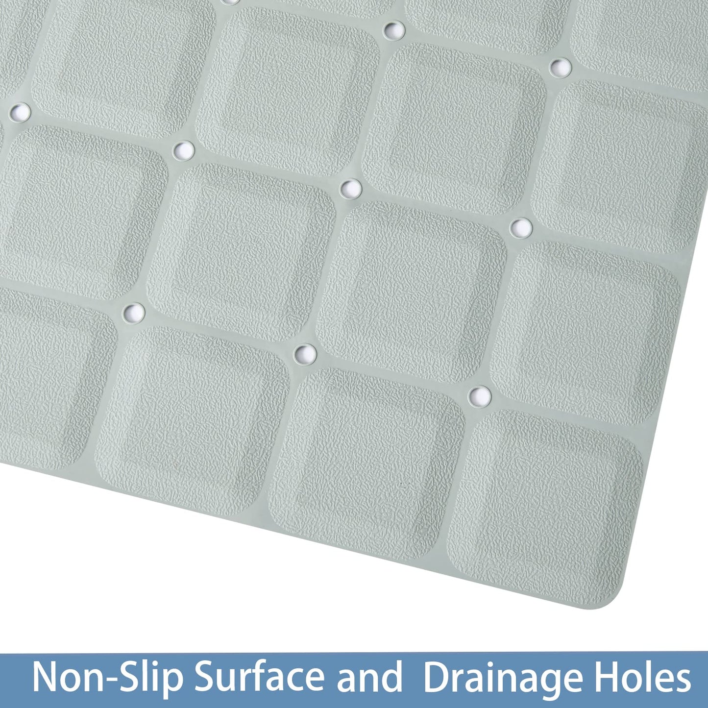 Webos Foldable Silicone Bathtub Mat: Jumbo Size Heavy Duty Safety Bath Mat for Tub Without Suction Cups Non Slip Bath & Shower Mat for Textured, Reglazed, Refinished Tub (Grey, 35.8 x 17.7)