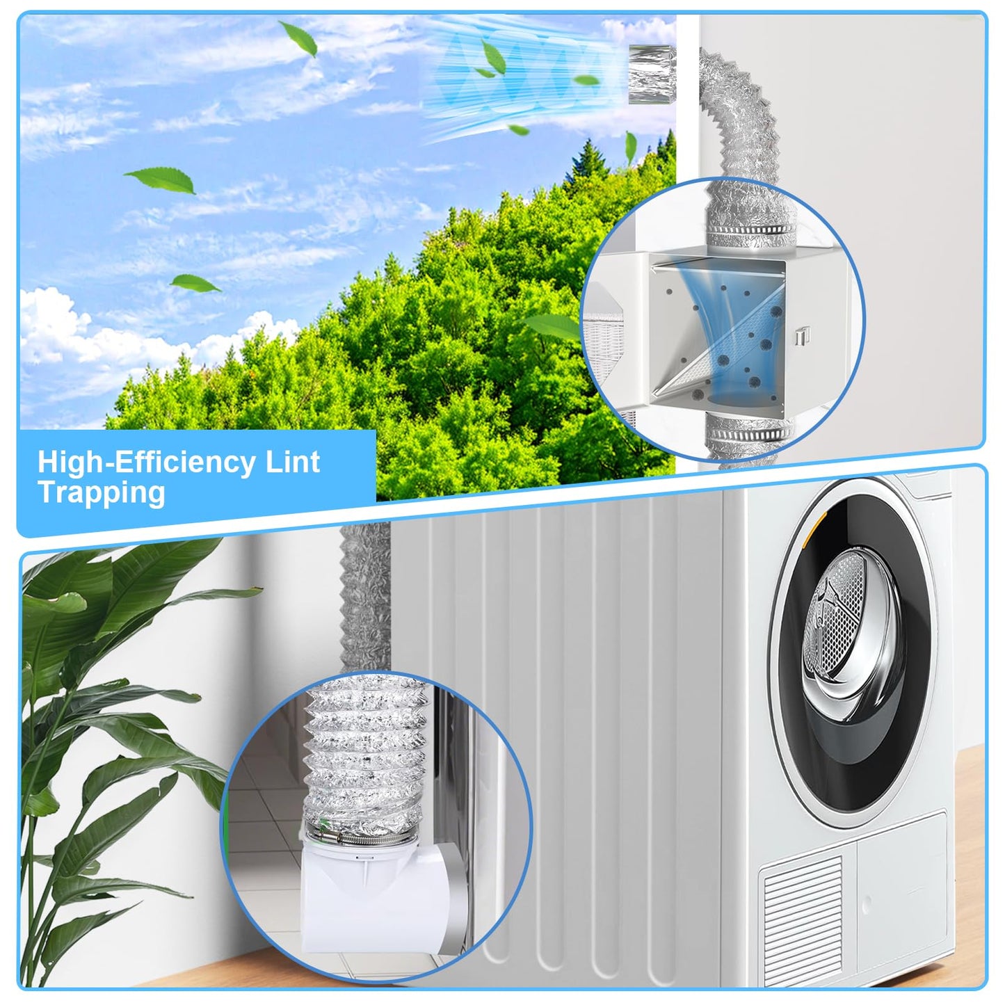 GTACASS Dryer Lint Trap, Metal Lint Catcher Box with 90 Degree Drye Vent Elbow, 4inch Hose & Clamps Cleaning Brush Filter Screens - Indoor Dryer Vent Connector Kit