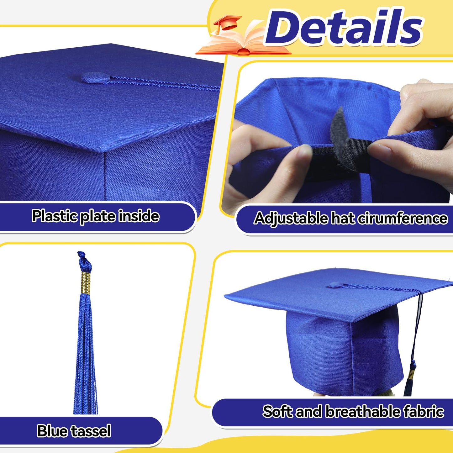 BeapTcely 20 Pcs Preschool Grad Caps, Kindergarten Graduation Cap Child Size Grad Hats with Tassel for Preschool (Blue)