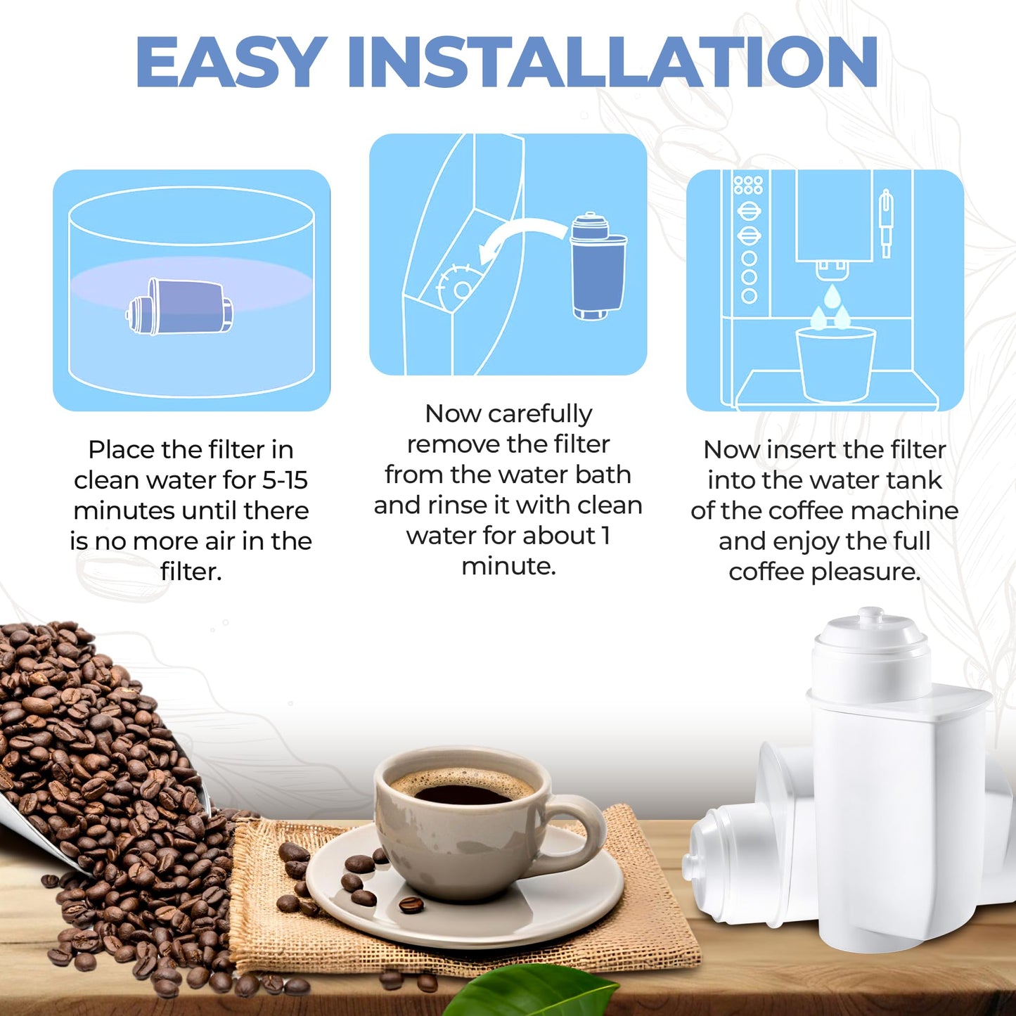 Compatible for Bosch Brita Intenza TCZ7003 water filter Espresso machine water filter compatible for BRITA INTENZA/SIEMENS/NEFF/GAGGENAU/VeroBar/VeroProfessional (3, Filters)