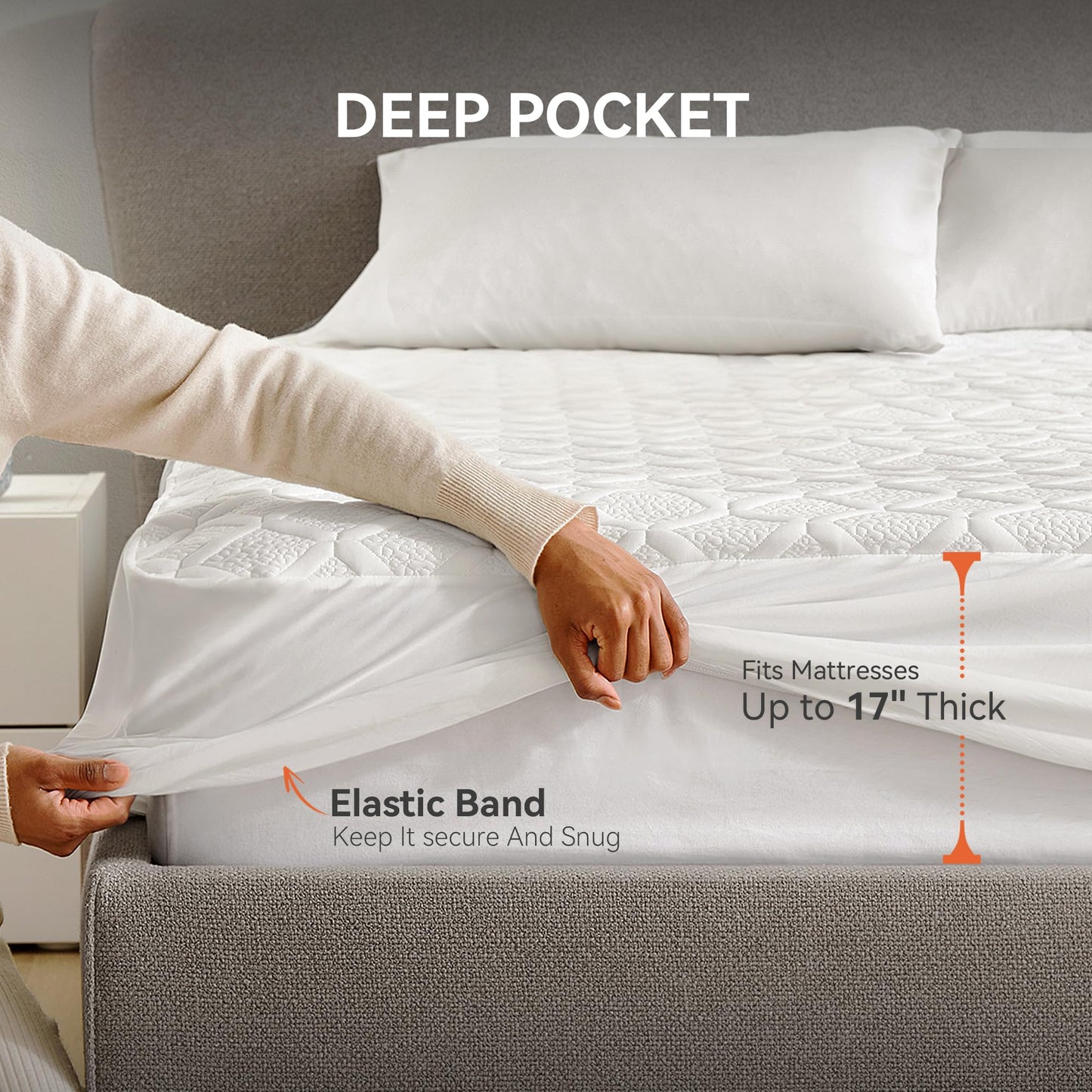 Heated Mattress Pad King Size, Dual Control Electric Bed Warmer, 6 Personalized Heat Settings, 1-10 Hour Auto Off Timer, Deep Pocket Fits up to 17" Mattress, Machine Washable, Soft Quilted Top