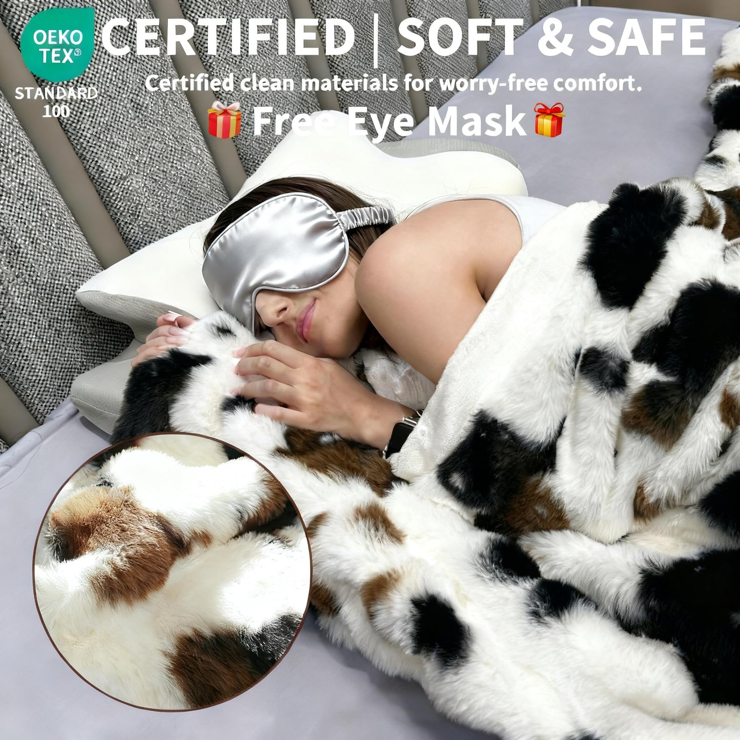 Cow Print Faux Fur Throw Blanket for Couch – 1000GSM Soft & Fluffy Cow Blanket for Bed, Sofa & Living Room, Warm Cozy Cow Gift for Women, 50x60 Inches Black to White Ombre with Brown Undertones