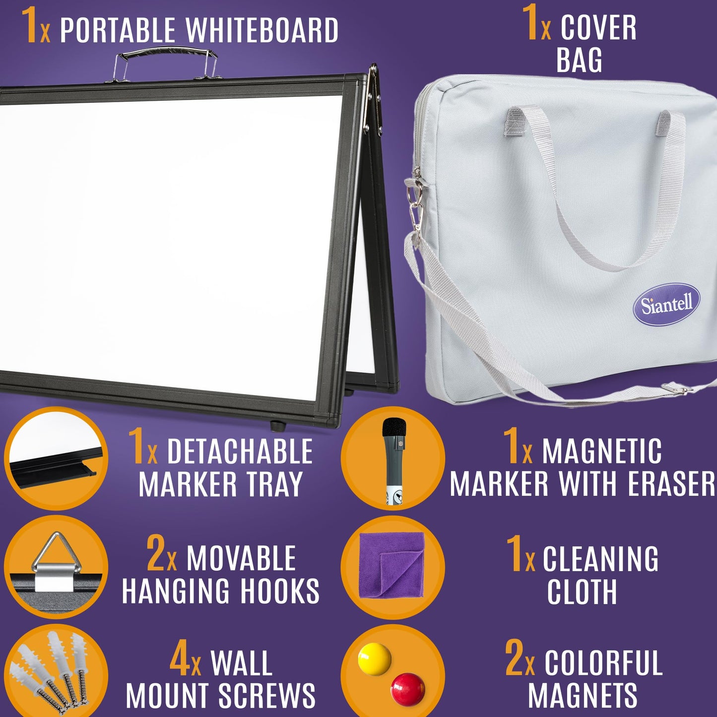 Small Dry Erase White Board – Magnetic Desktop Whiteboard - 16x12 inch 4 Sides Portable Whiteboard for Kids - Tabletop Mini Easel with Cover Bag for Office Desk, Students, Teachers