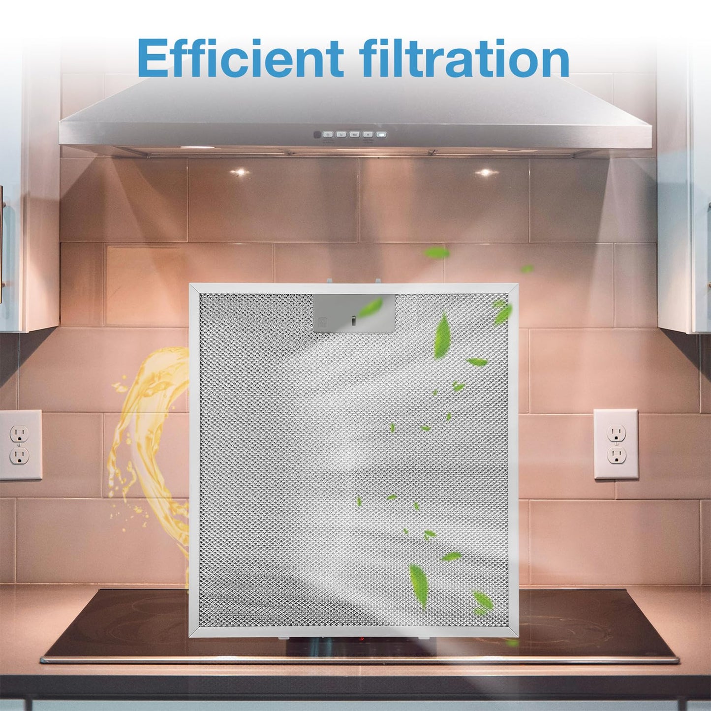 WA0575 Range Hood Filter 14-3/8" x 13-1/2" Compatible with Vissani 30-inch Pyramid or Wall Mount Range Hood, 5-Layer Aluminum Mesh Vent Filter (4 Pack)