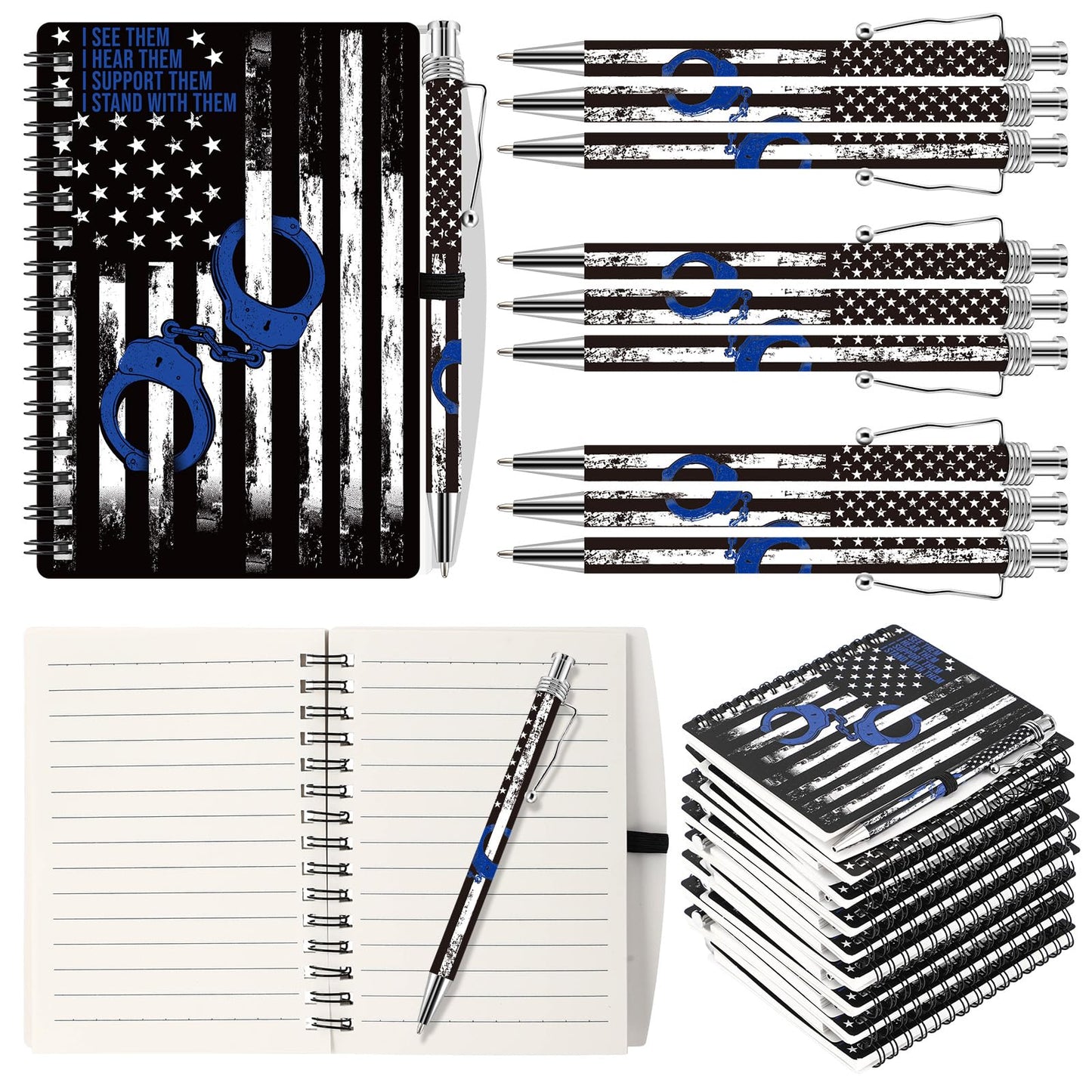 Tinlade 30 Set Police Gifts Bulk Police Academy Graduation Party Favors Notebook and Ballpoint Pen Law Enforcement Appreciation for Graduate Policeman Retirement Correctional Officer Men Sheriff