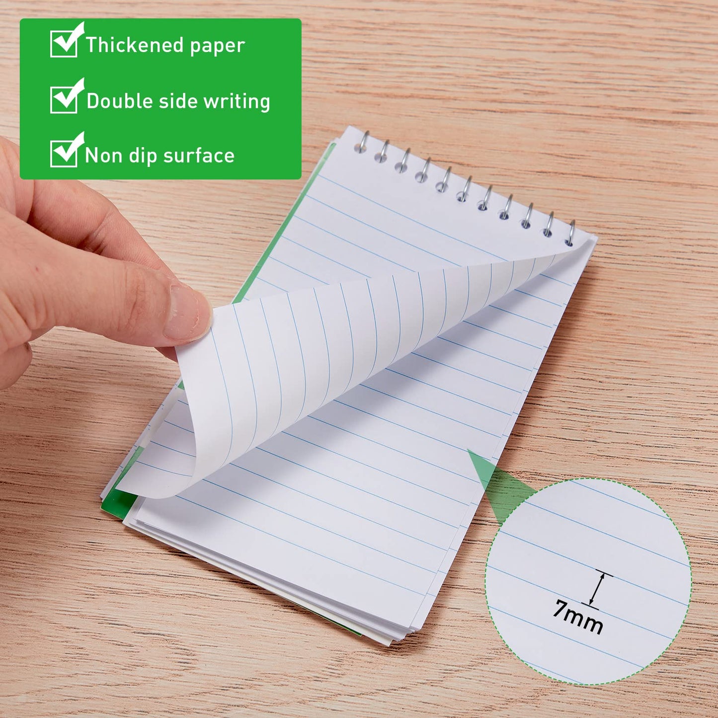 Thenshop 100 Pads Spiral Memo Pads Bulk 3 x 5 Inch Small Pocket Notepad Top Bound Lined 60 Sheets Mini Notebooks for School College Office Home Supplies (Black,Green,Dark Blue,Red)