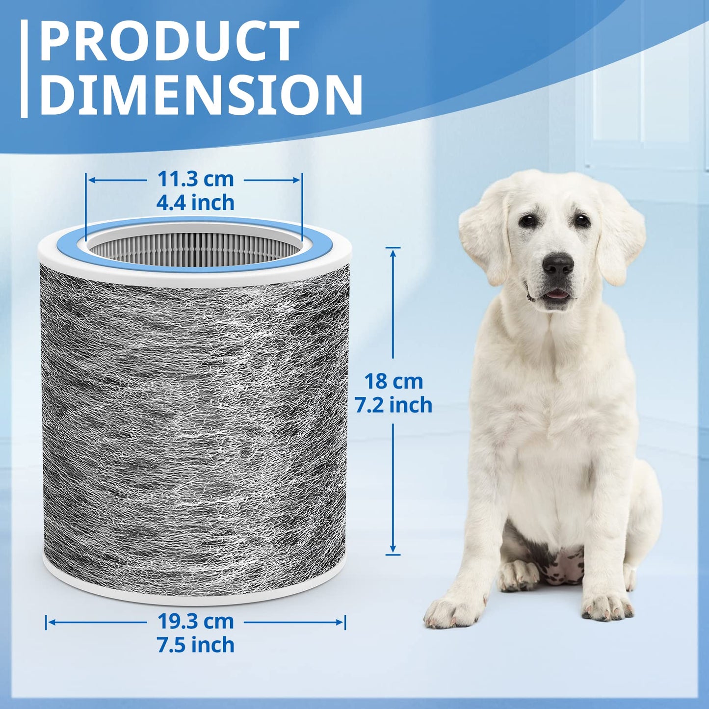 2 Pack HP102 Replacement HP152 Filter Compatible with Shark Air Purifier HP100, HP153, HP102PET, HP102PETBL, HP132, HC450, HC451, HC452, HC455, HEPA For 99.97% Particles Part # HE1FKPET, HE1FKBASMB