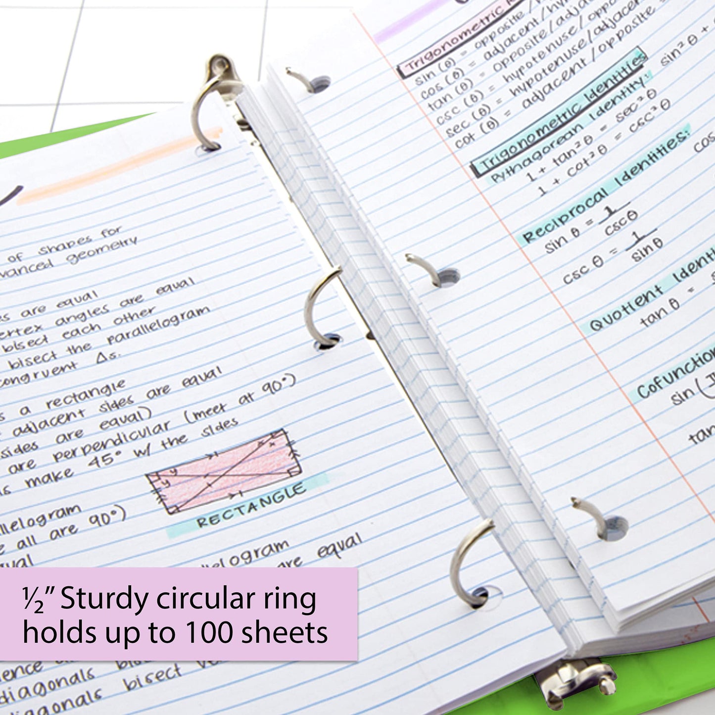BAZIC Products Lime Green 0.5 Inch View Binder, 3 Ring, Cs/12