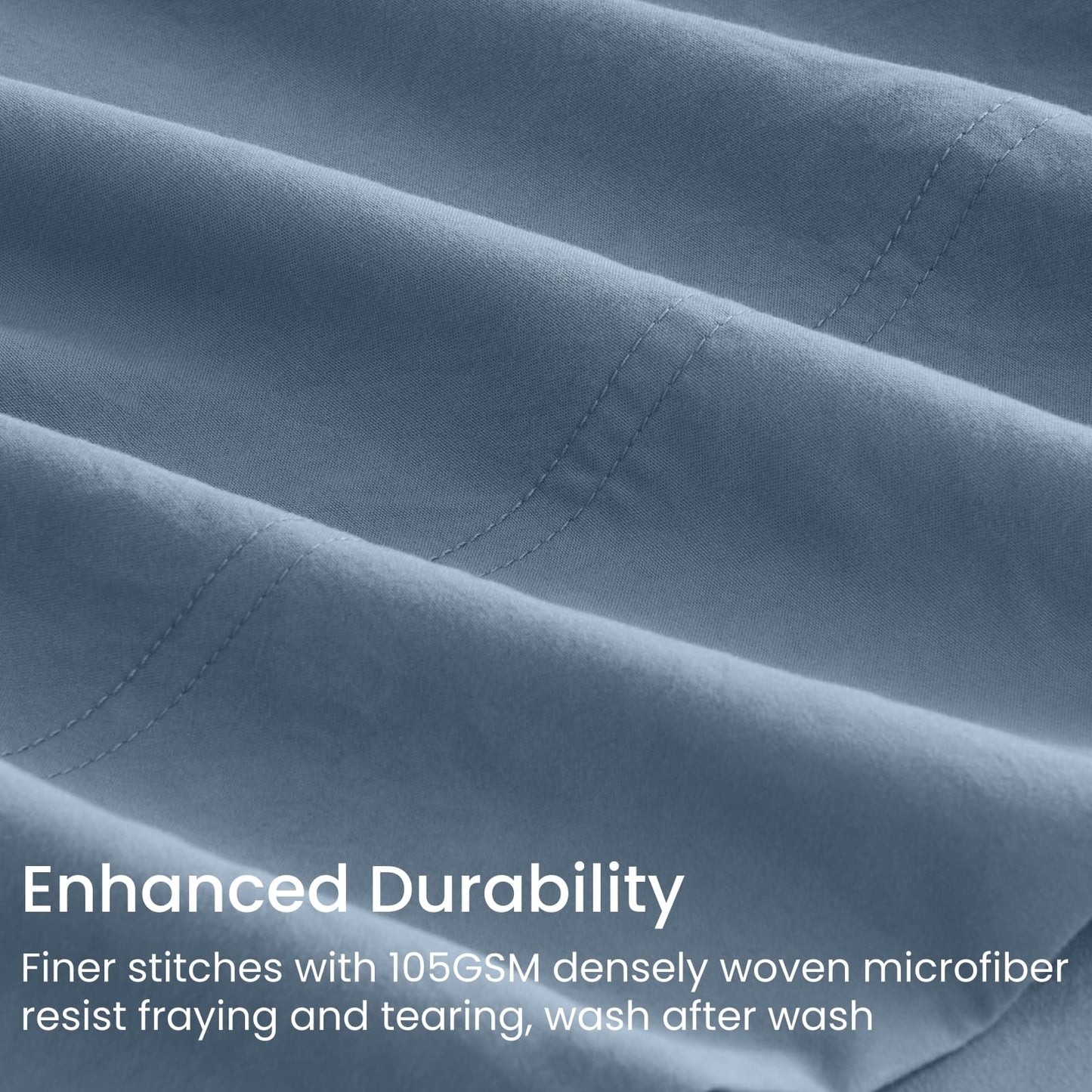 GOKOTTA 4-Pcs King Size Sheets Set, 10-16" Deep Pocket, Non-Slip Elastic Corner Straps, Washed & Brushed Microfiber Polyester - Hotel Luxury, Ultra Soft, Breathable, Wrinkle-Free, Anti-Rip -Dusty Blue