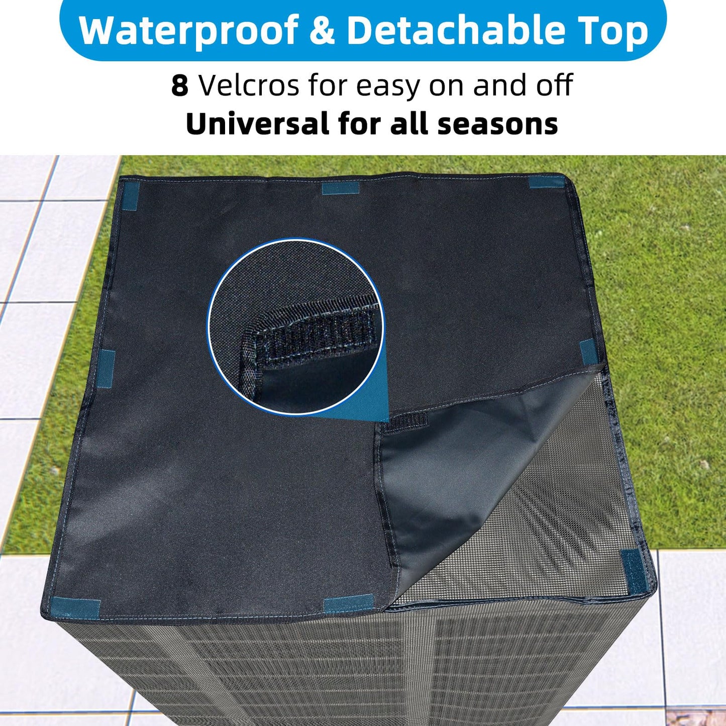 Qualward Full Mesh Central Air Conditioner Cover with Detachable Top, Ventilated & All Seasons AC Cover Design, 32×32×36 Inch