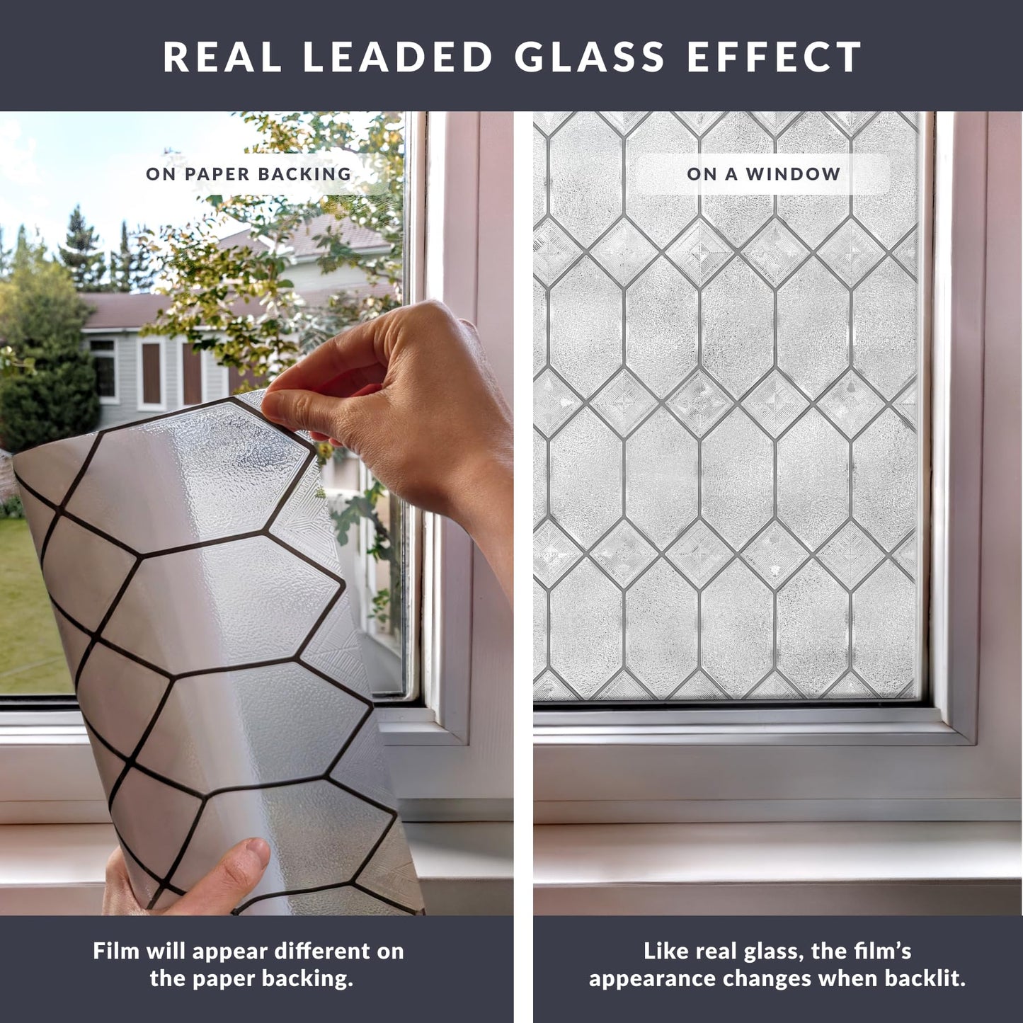 Old English Window Privacy Film by Artscape - Textured Leaded Glass Design, Static Cling, Allows Natural Light in, UV Protection, Phthalate and BPA Free, Made in USA - 36 x 72 Inch