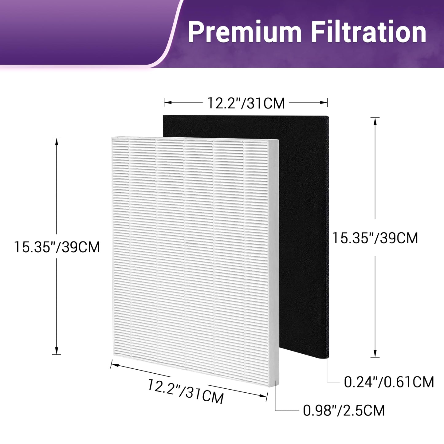 Aneedmore D360 Replacement Filter D3 for Winix D360 Air Purifier,Item Number 1712-0101-02. 2 True HEPA(H13) Filter + 8 Carbon pre-filters