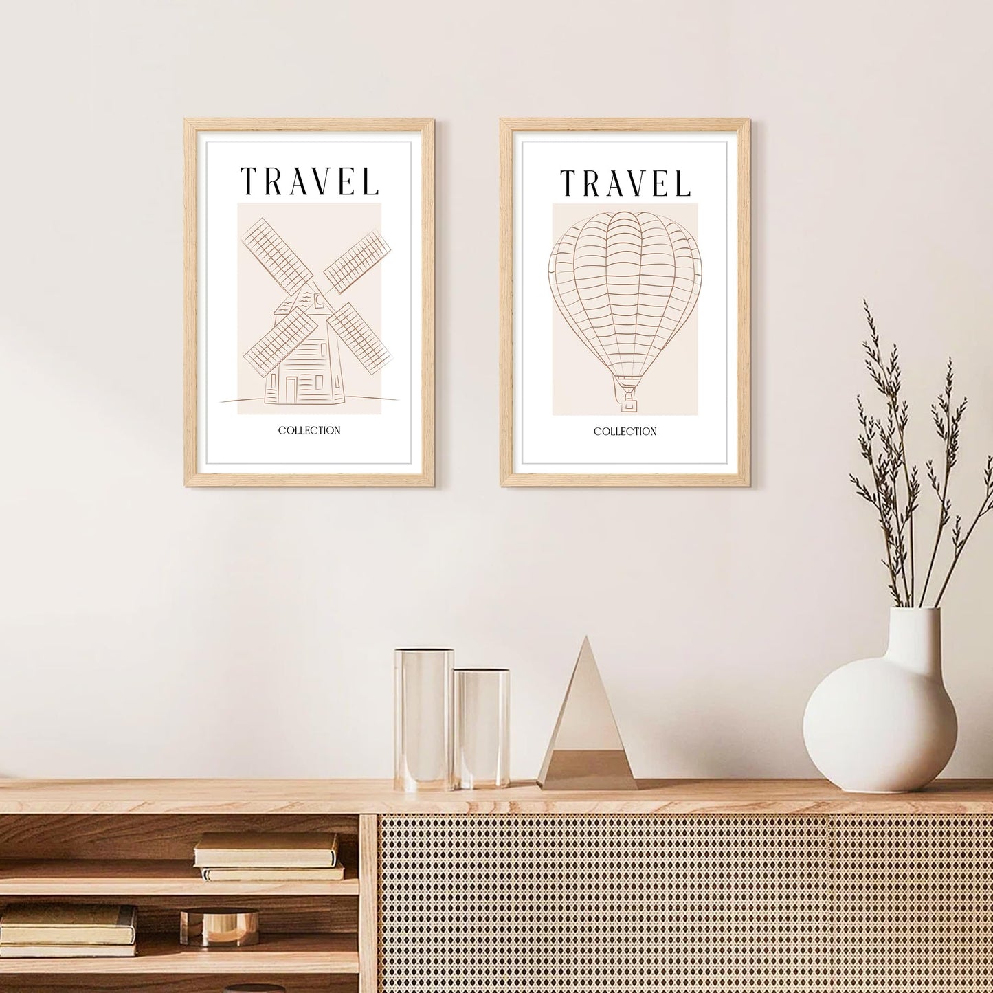 upsimples 12x18 Frame, Natural Solid Wooden Picture Frames, Display 11x17 with Mat or 12 x 18 Without Mat, Vertical or Horizontal Wall Hanging, 1 Pack, Natural