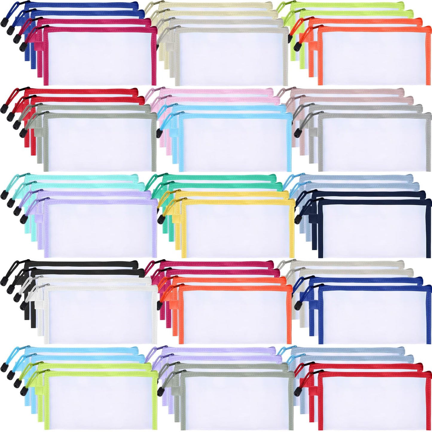 Leelosp 80 Pcs Mesh Zipper Pouch Bulk Mesh Cosmetics Bag Pencil Storage Pouch Toiletry Makeup Bags Employee Appreciation Gift for Office Travel Organization(Multicolor,9 x 4.7 Inch)