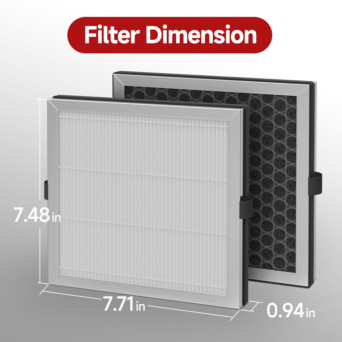 JF180 Replacement Filter Compatible with JF180 Air Purifier, 3-in-1 HEPA Filter and Activated Carbon, 4 Pack