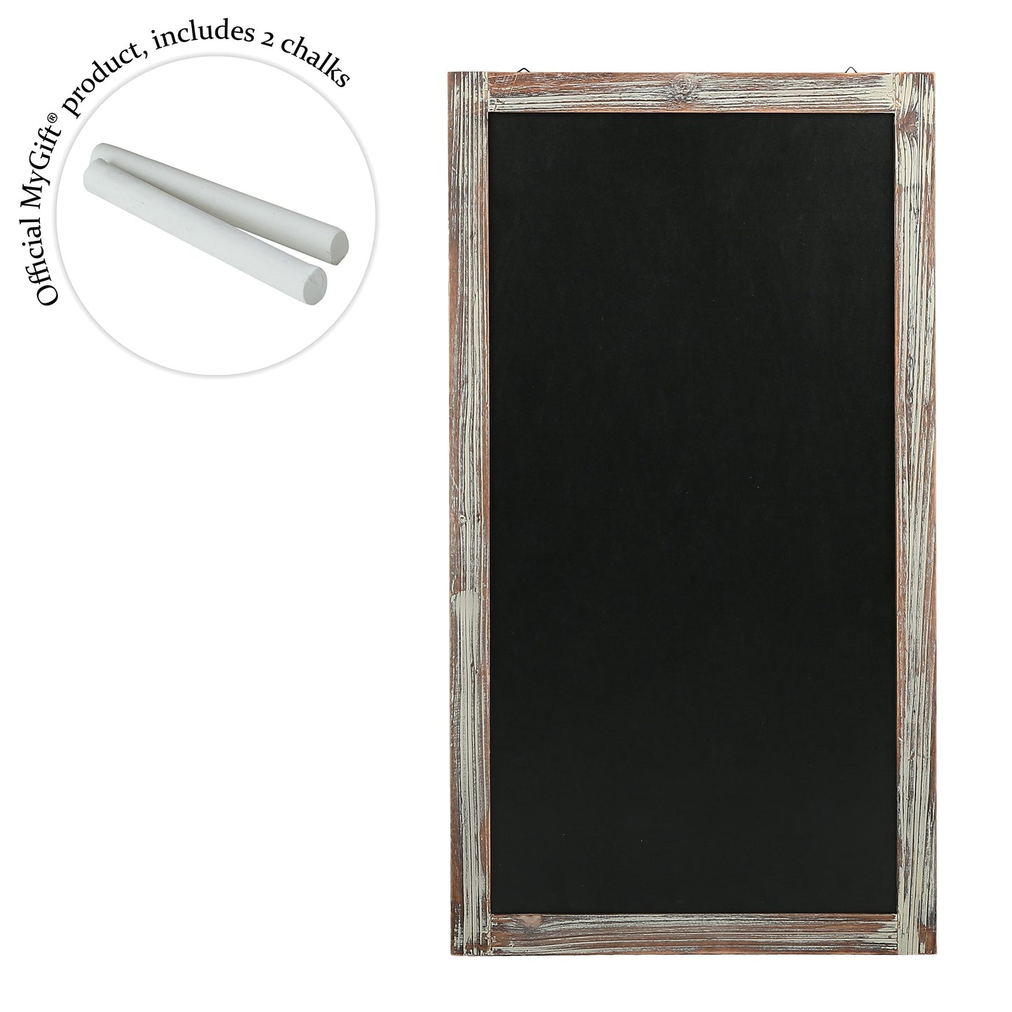 MyGift 35-Inch Wall-Mounted Chalkboard Sign, Vertical/Horizontal Hanging Torched Wood Frame Erasable Message Board