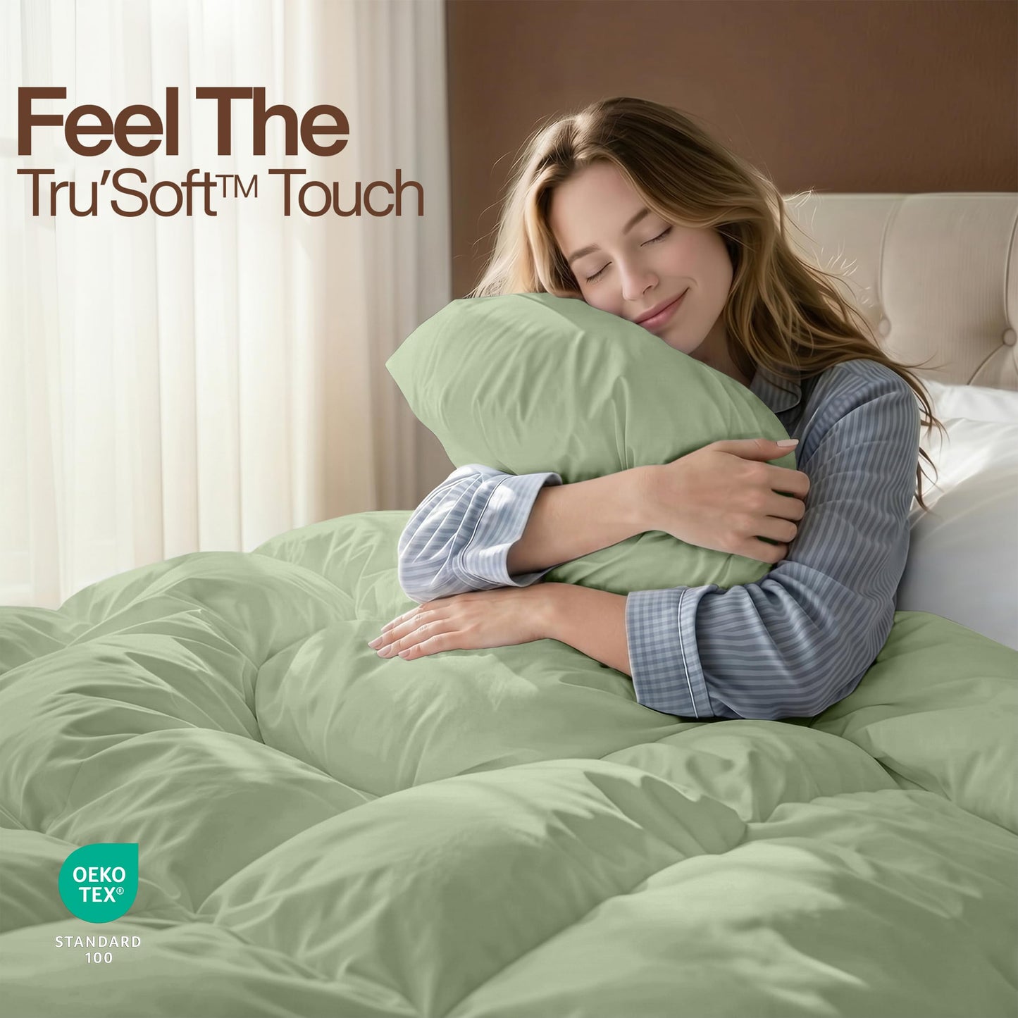 Utopia Bedding King Comforter Duvet Insert, Quilted Sage Green Comforter with Corner Tabs, Box Stitched Down Alternative Comforters King Size 90 x 102 inches